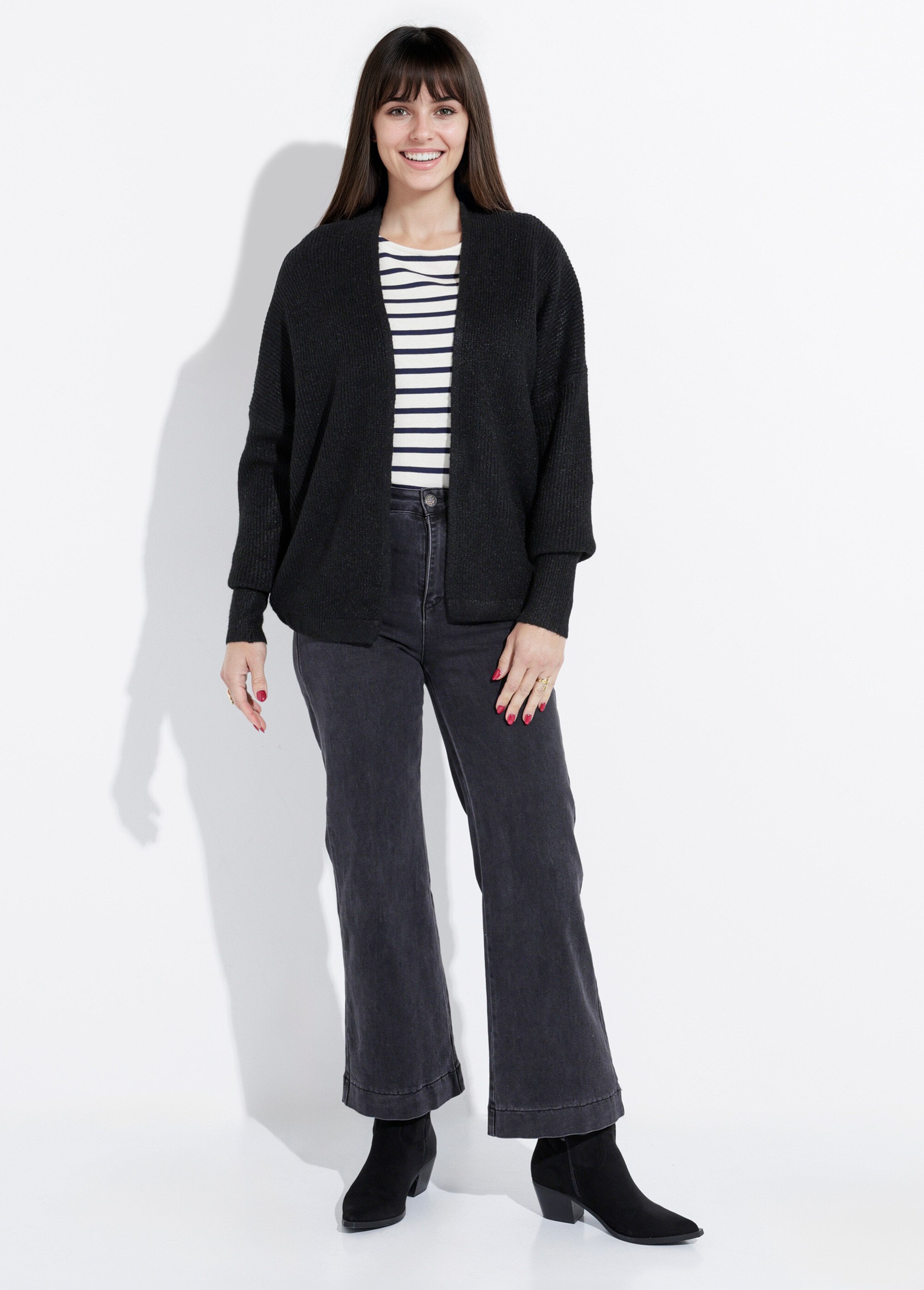 Gilet bord à bord, poignets resserrés Femme Noir A-W007 SF1