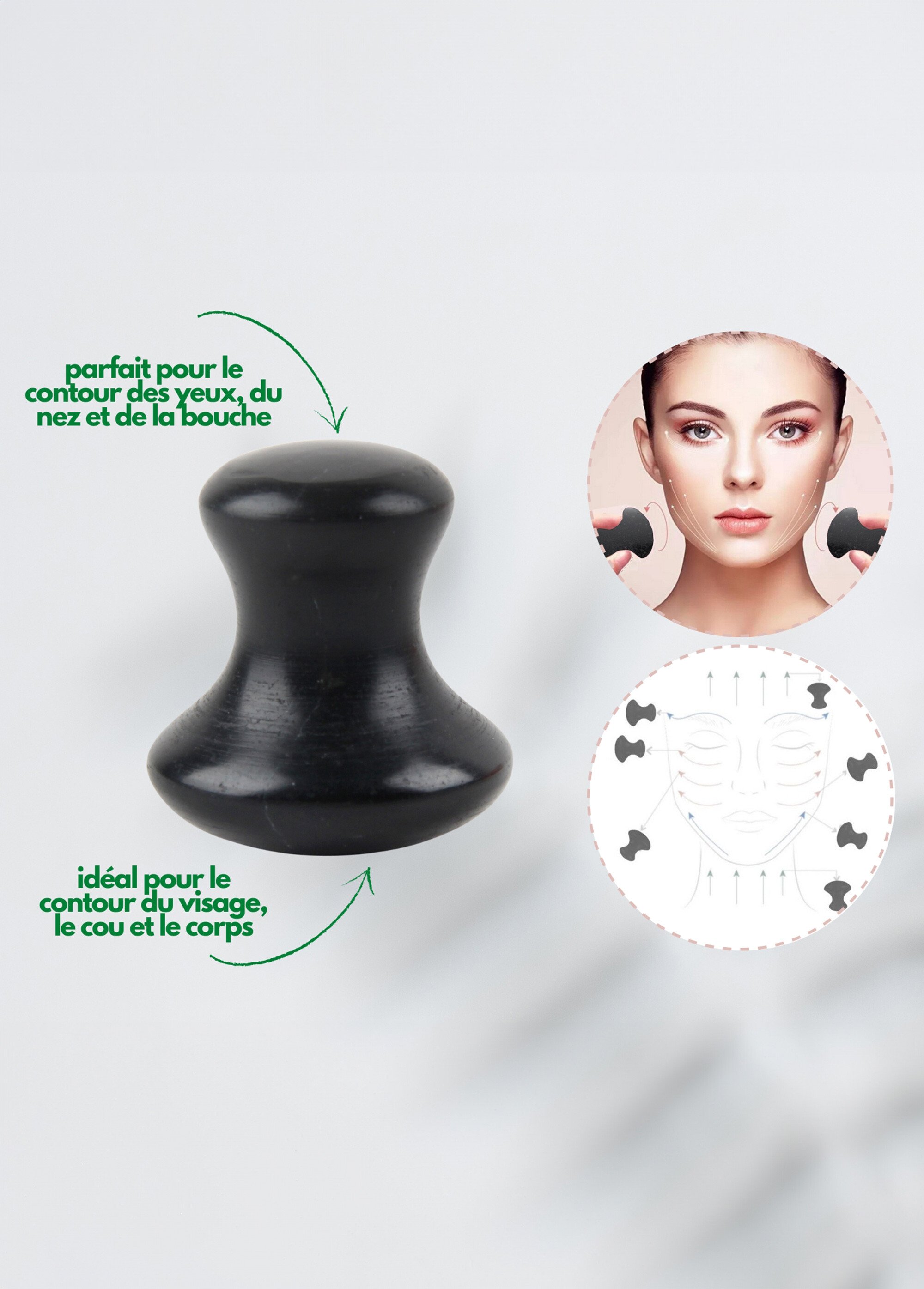 Gua sha lithothérapie en serpentine Noir ZENGUASHACHAMPI DE2