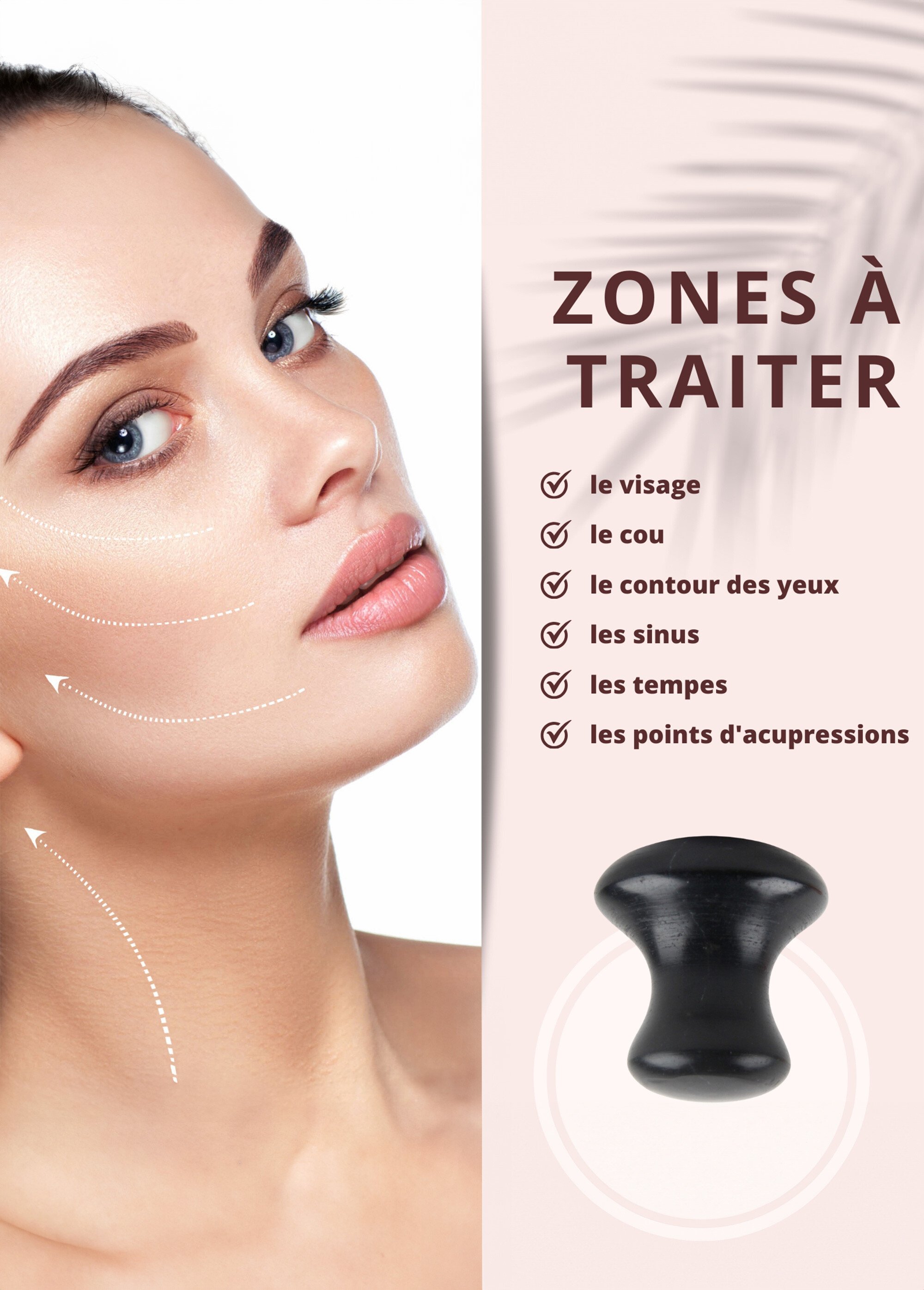 Gua sha lithothérapie en serpentine Noir ZENGUASHACHAMPI DE4
