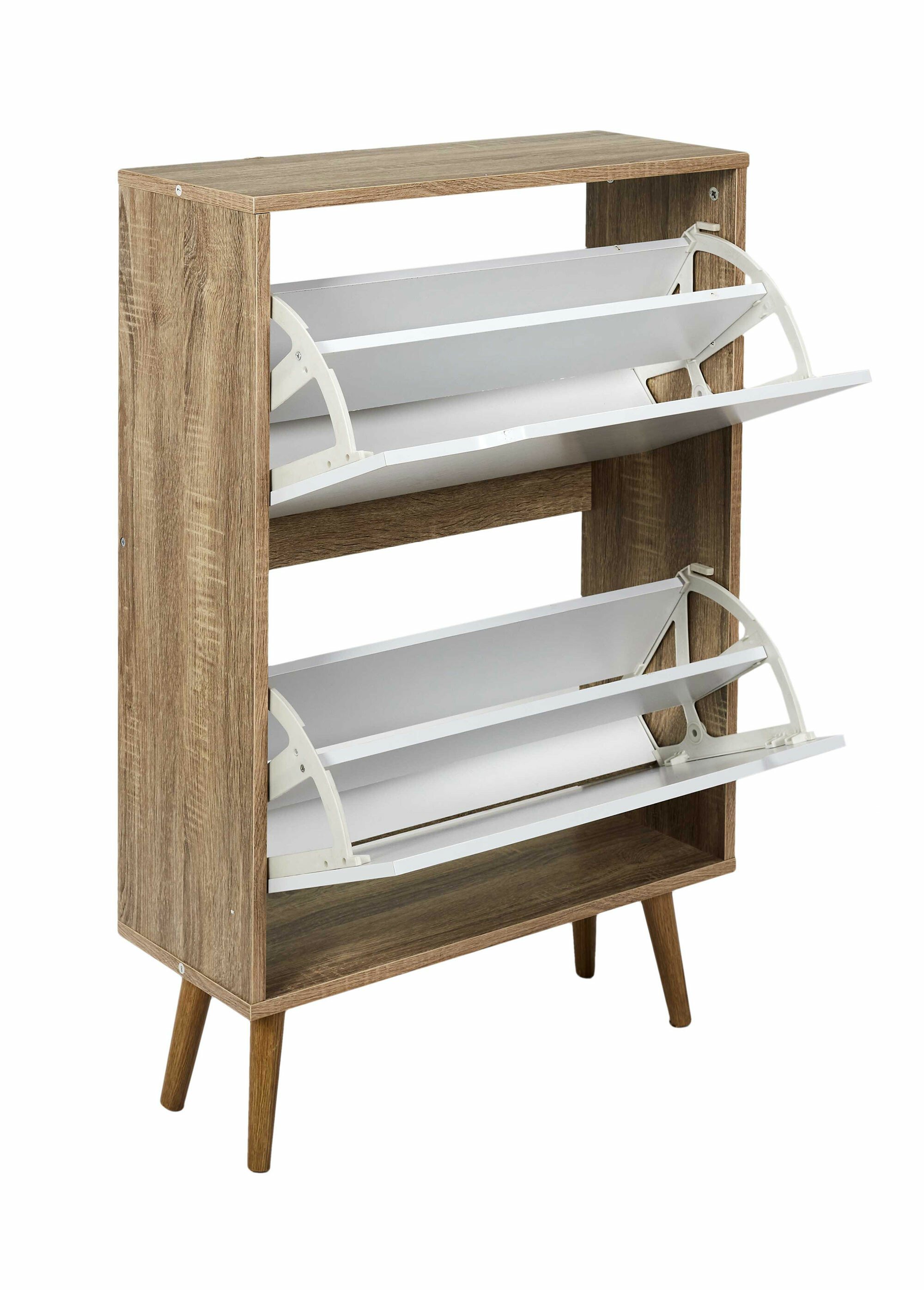 Meuble à chaussures bois et mélaminé clair BLANC ET MARRON CMP-HD7381 DE1