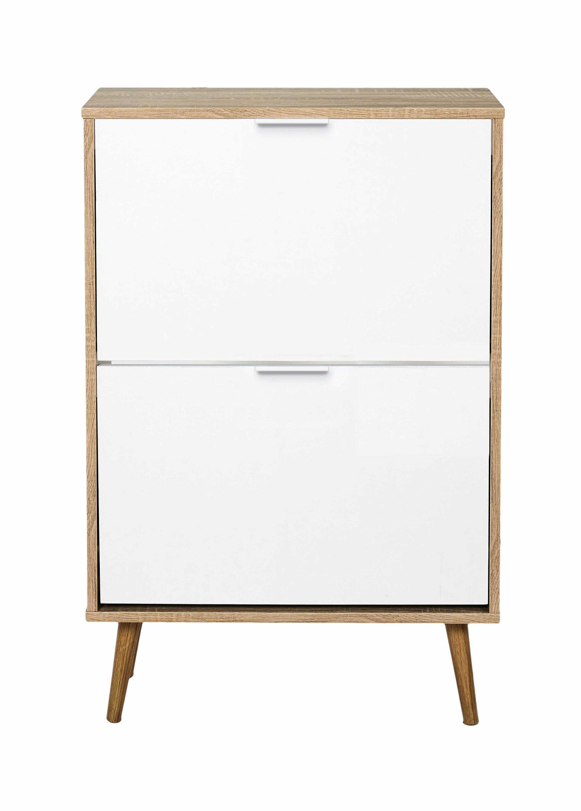 Meuble à chaussures bois et mélaminé clair BLANC ET MARRON CMP-HD7381 FA1