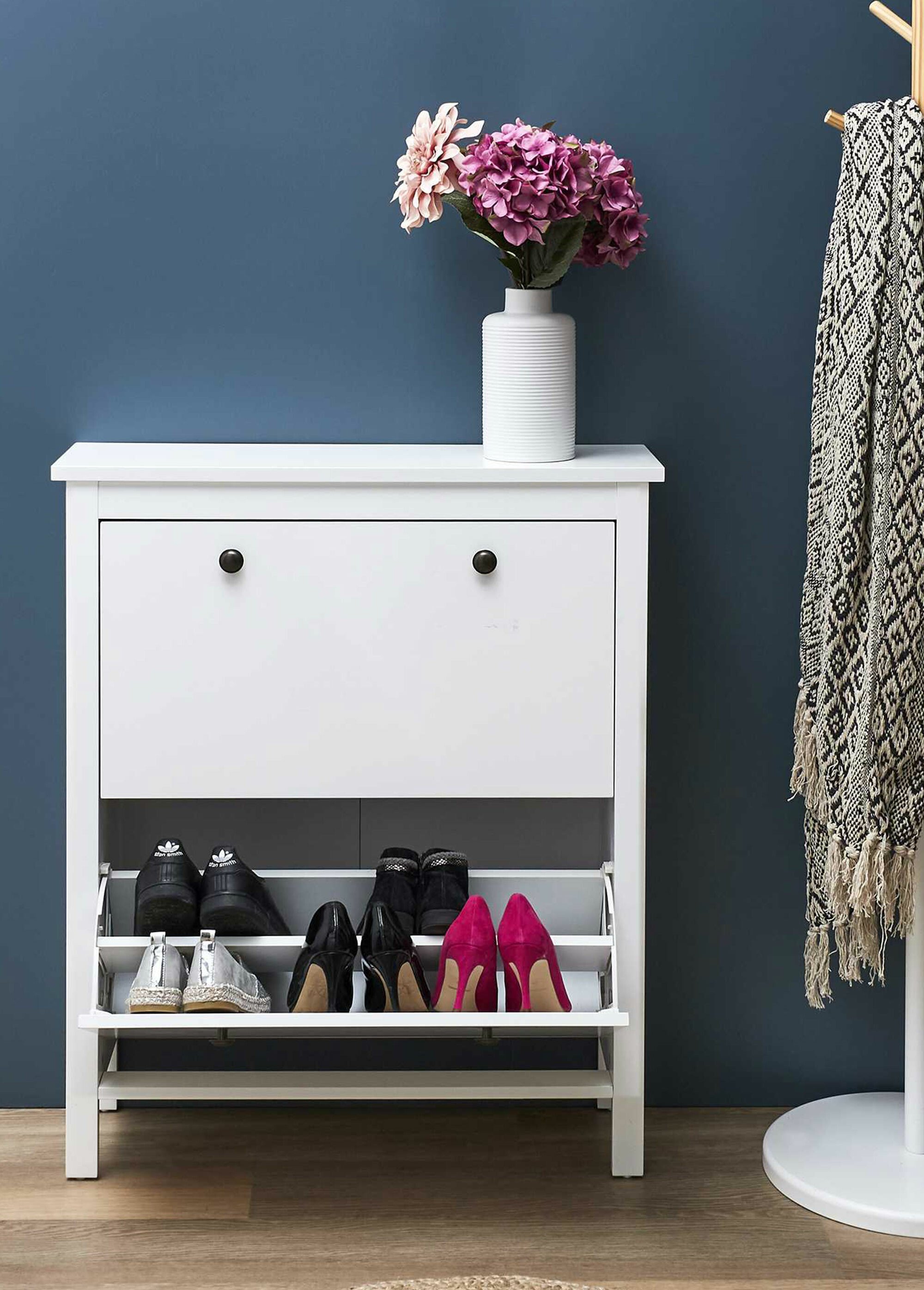 Meuble à chaussures en mélaminé clair BLANC CMP-HD7384 SI1