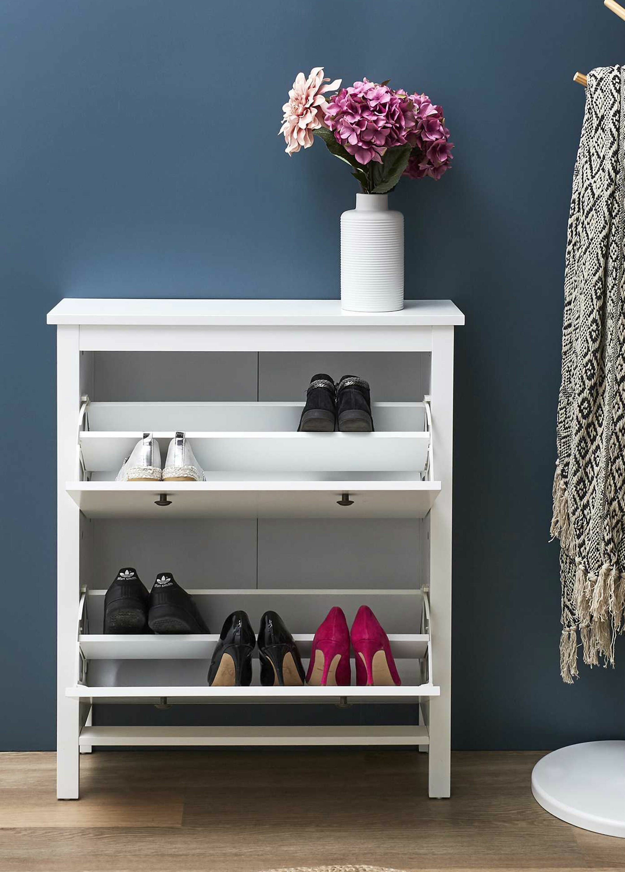 Meuble à chaussures en mélaminé clair BLANC CMP-HD7384 SI2