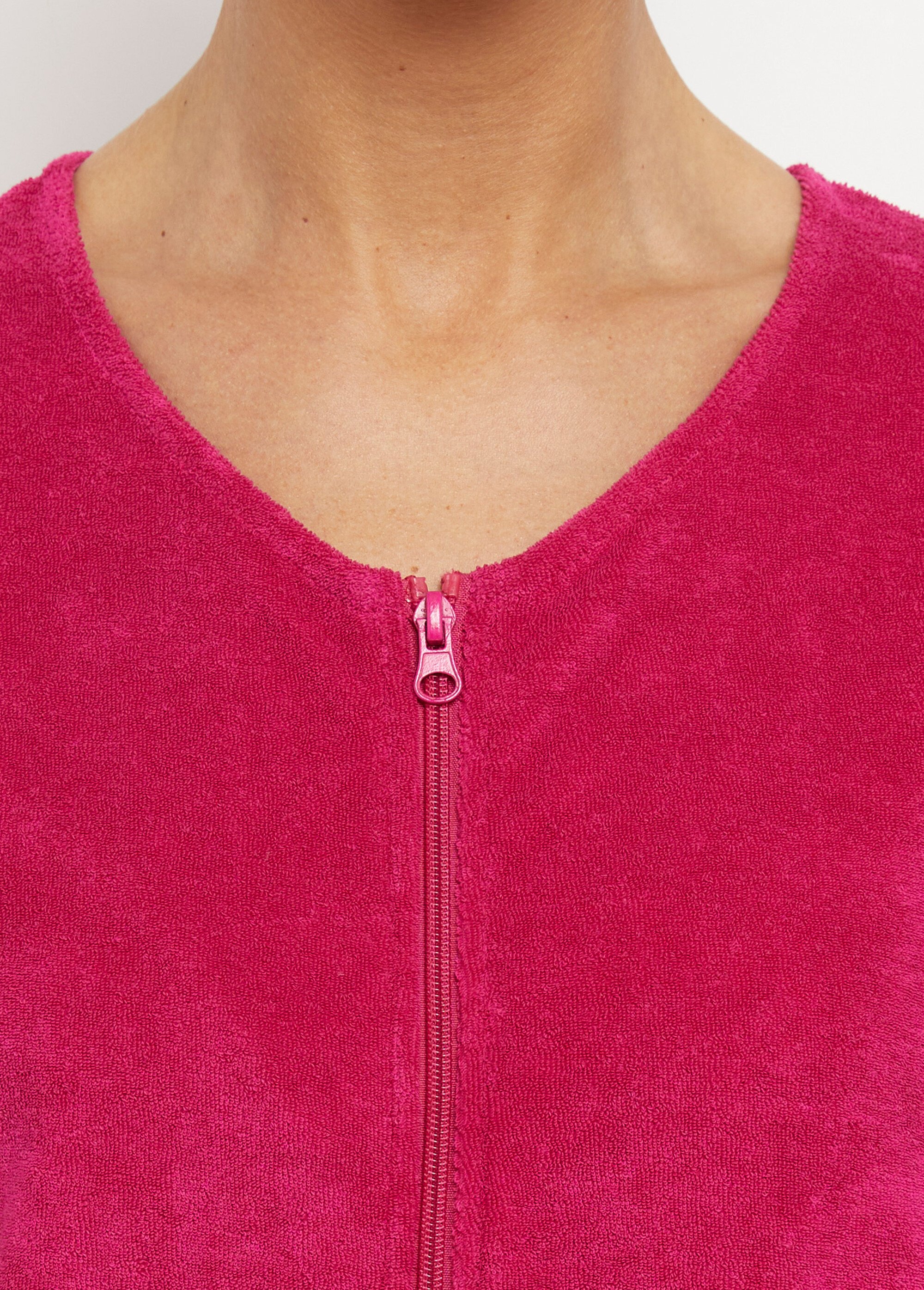Peignoir de bain éponge coton uni zippé Femme Rose SAISON DE1