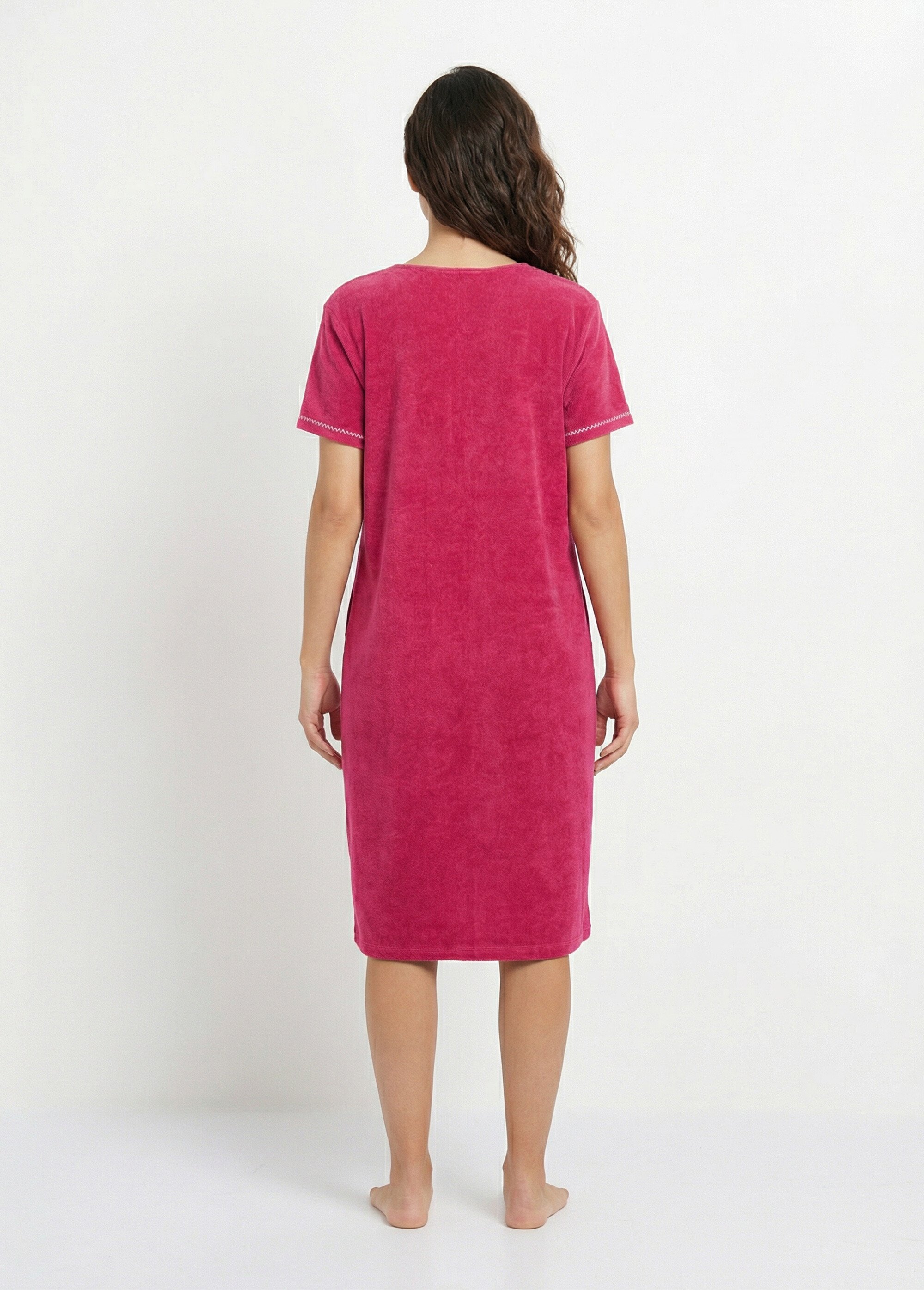 Peignoir de bain éponge coton uni zippé Femme Rose SAISON DO1