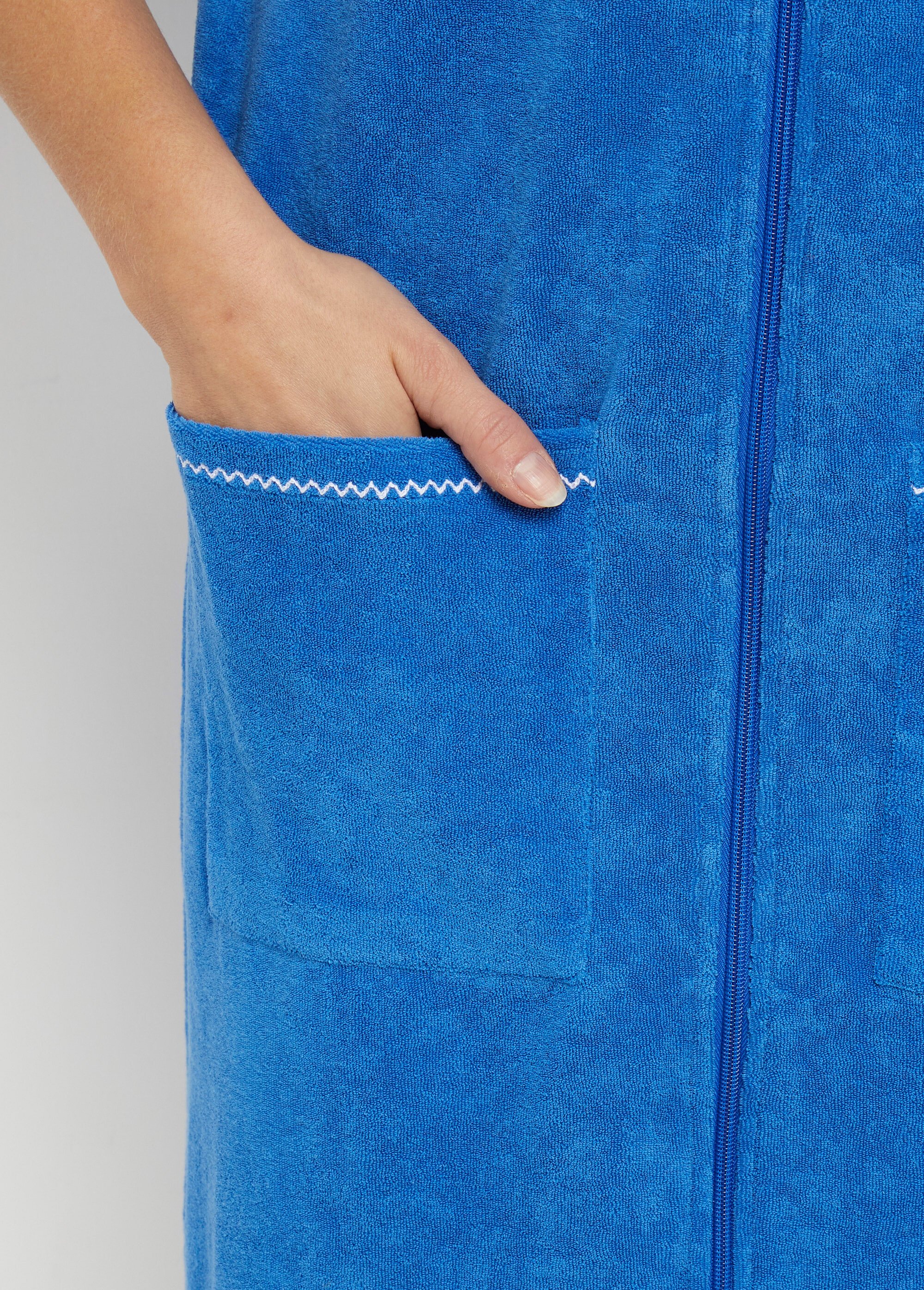 Peignoir de bain éponge coton uni zippé