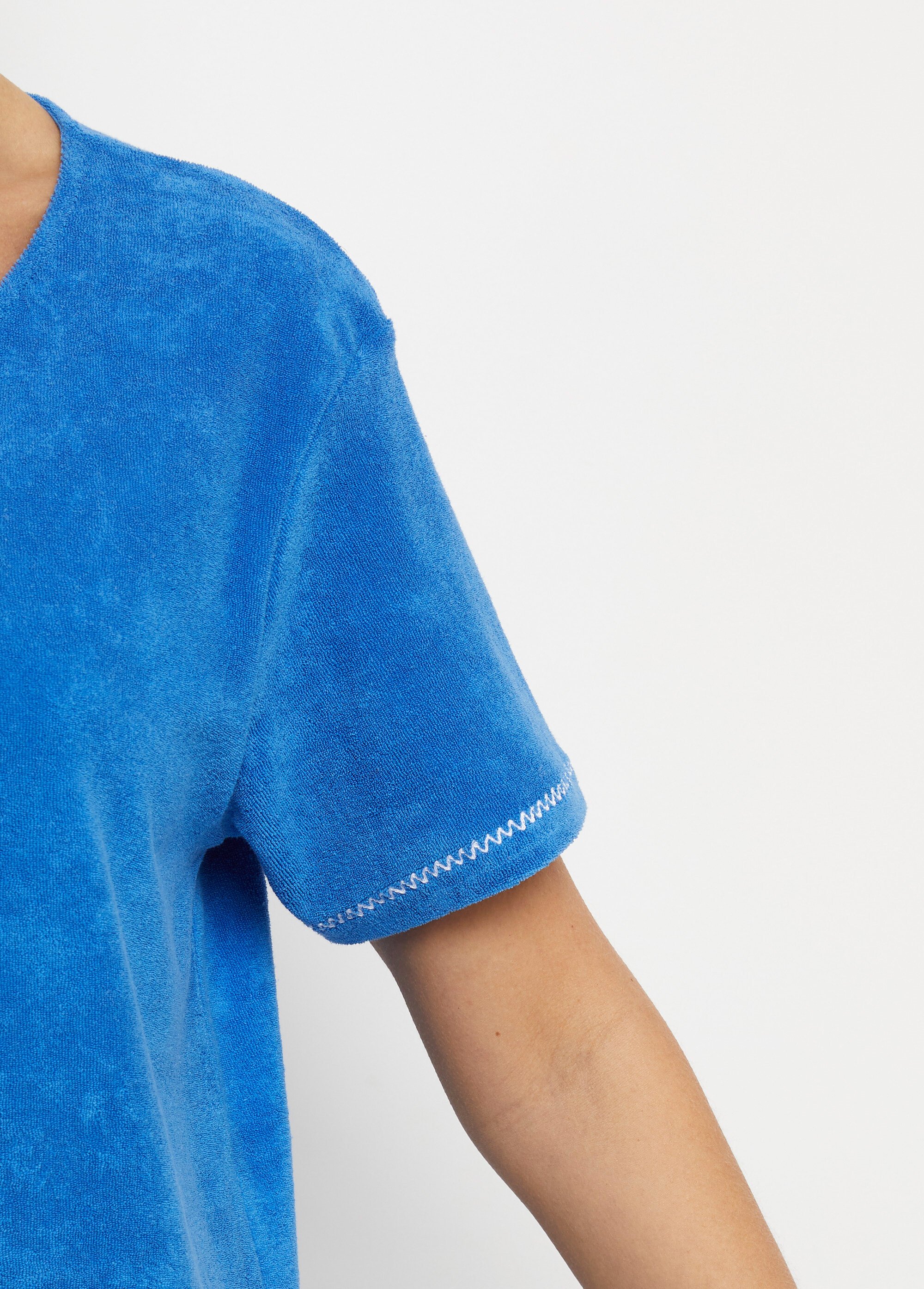 Peignoir de bain éponge coton uni zippé Femme Bleu SAISON DE2