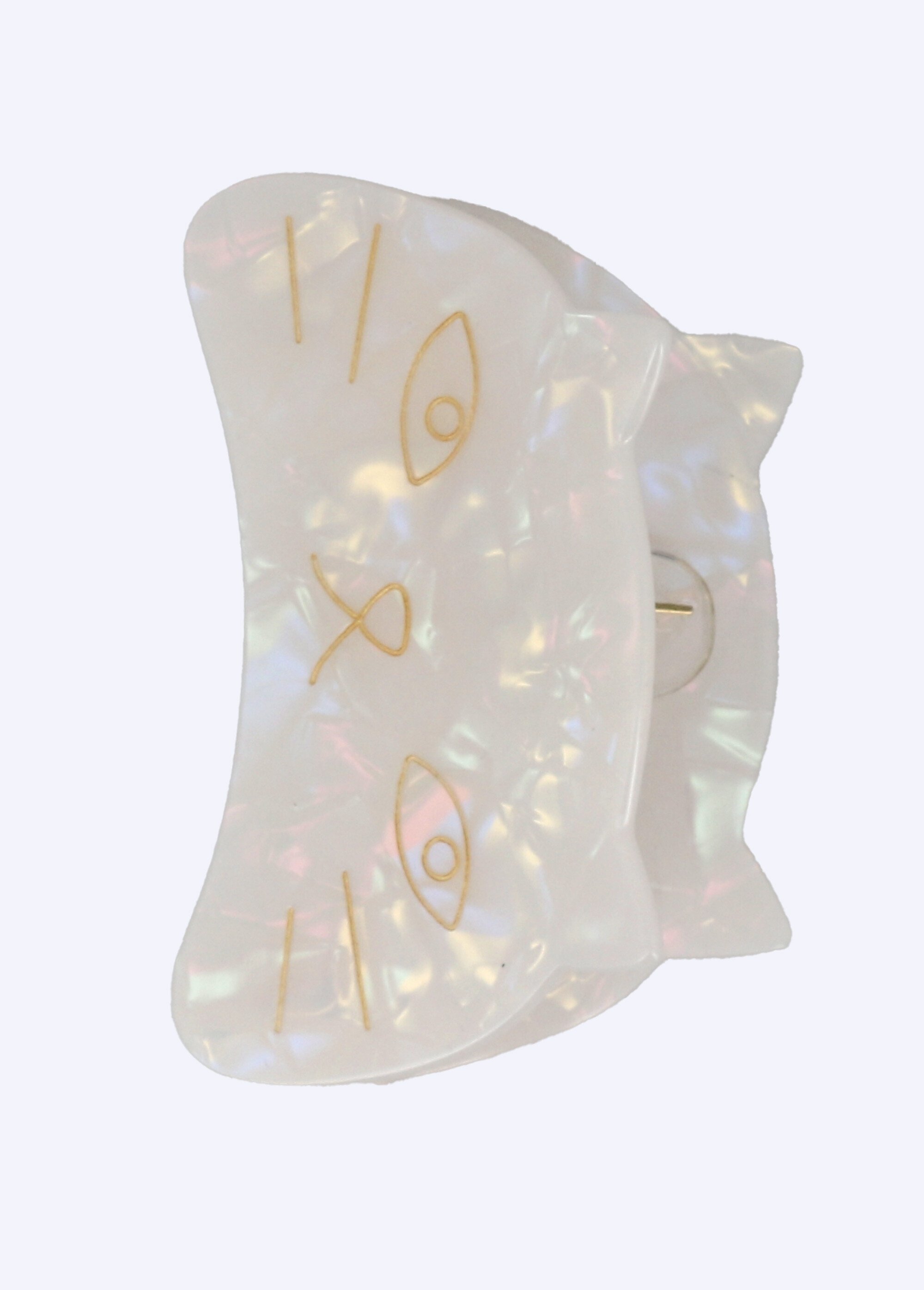 Pince à cheveux nacrée, forme Chat Femme Blanc JCH-PINCTCHATBA FA1