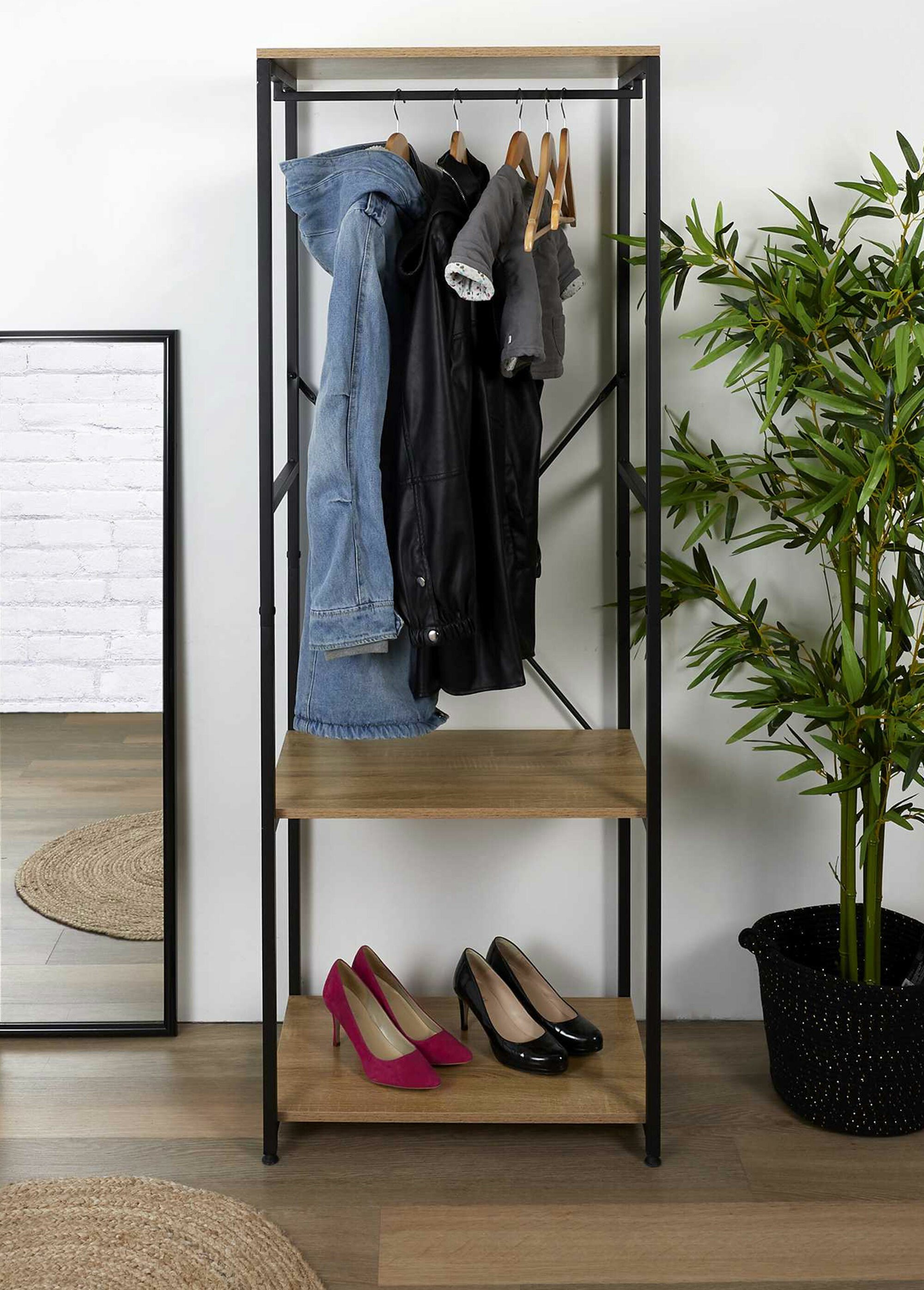 Portant à vêtements épuré métal et bois MARRON CMP-HD7437 SI1