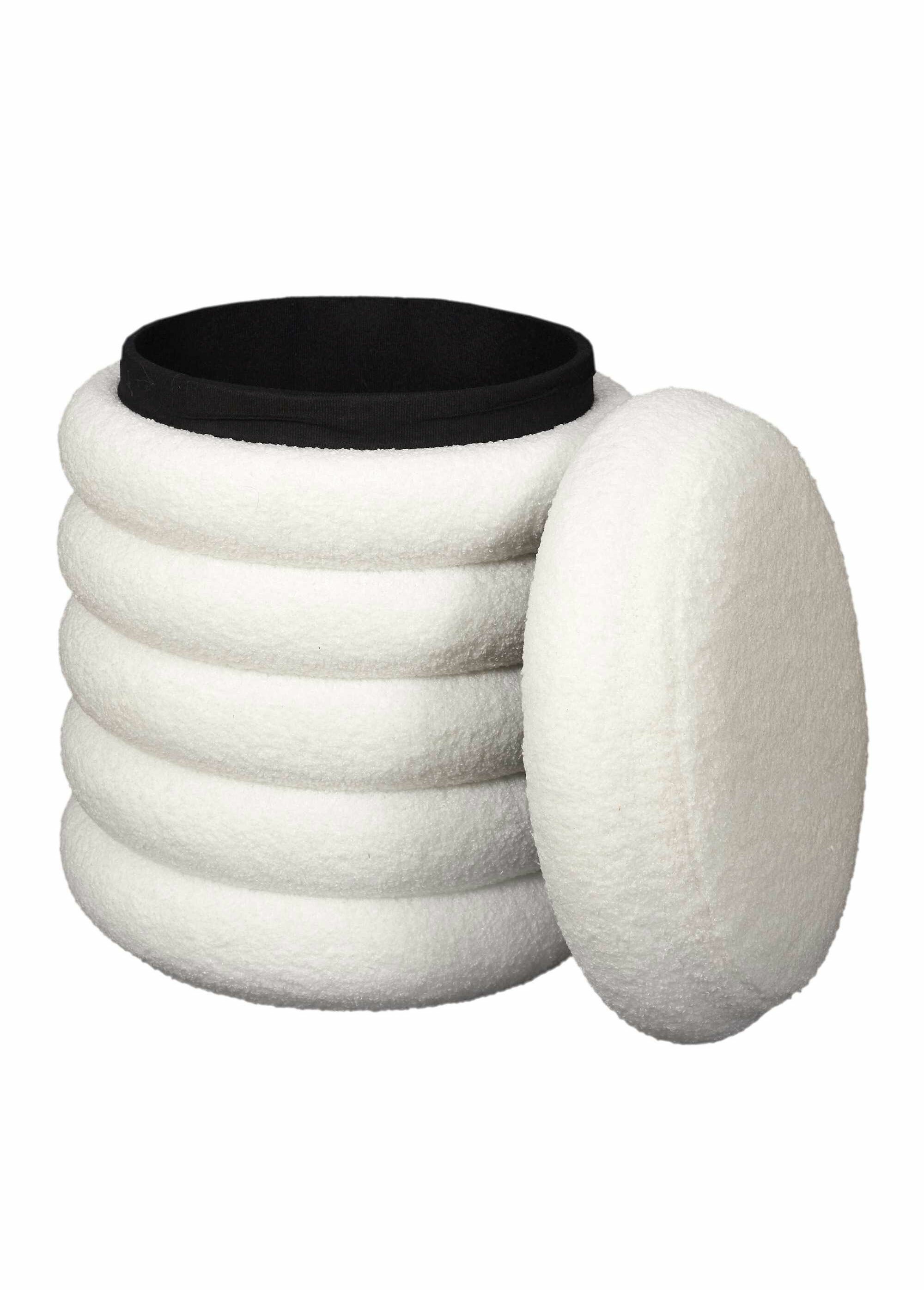 Pouf bouclette avec coffre de rangement BLANC CMP-HD7623 DE1