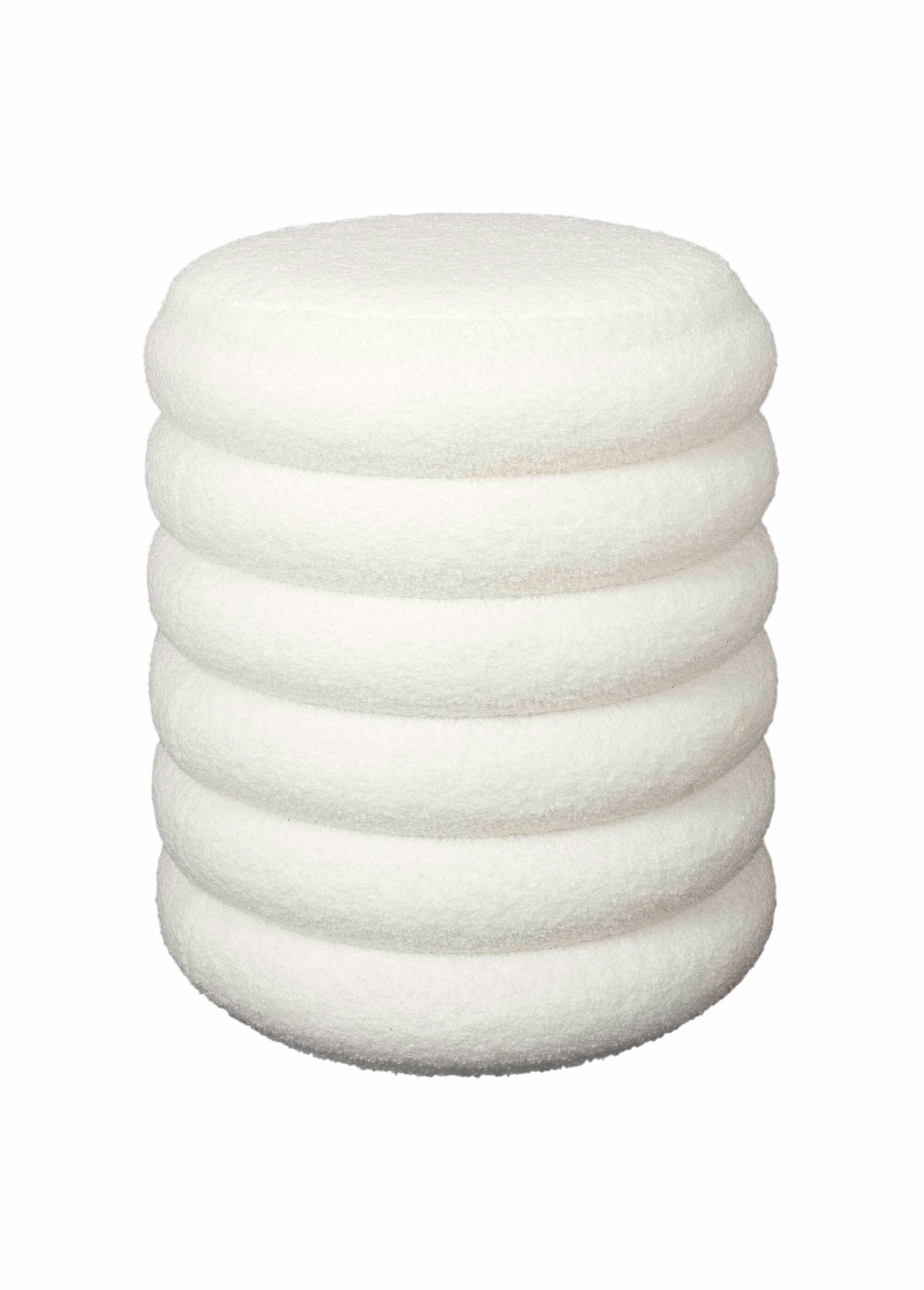 Pouf bouclette avec coffre de rangement BLANC CMP-HD7623 FA1