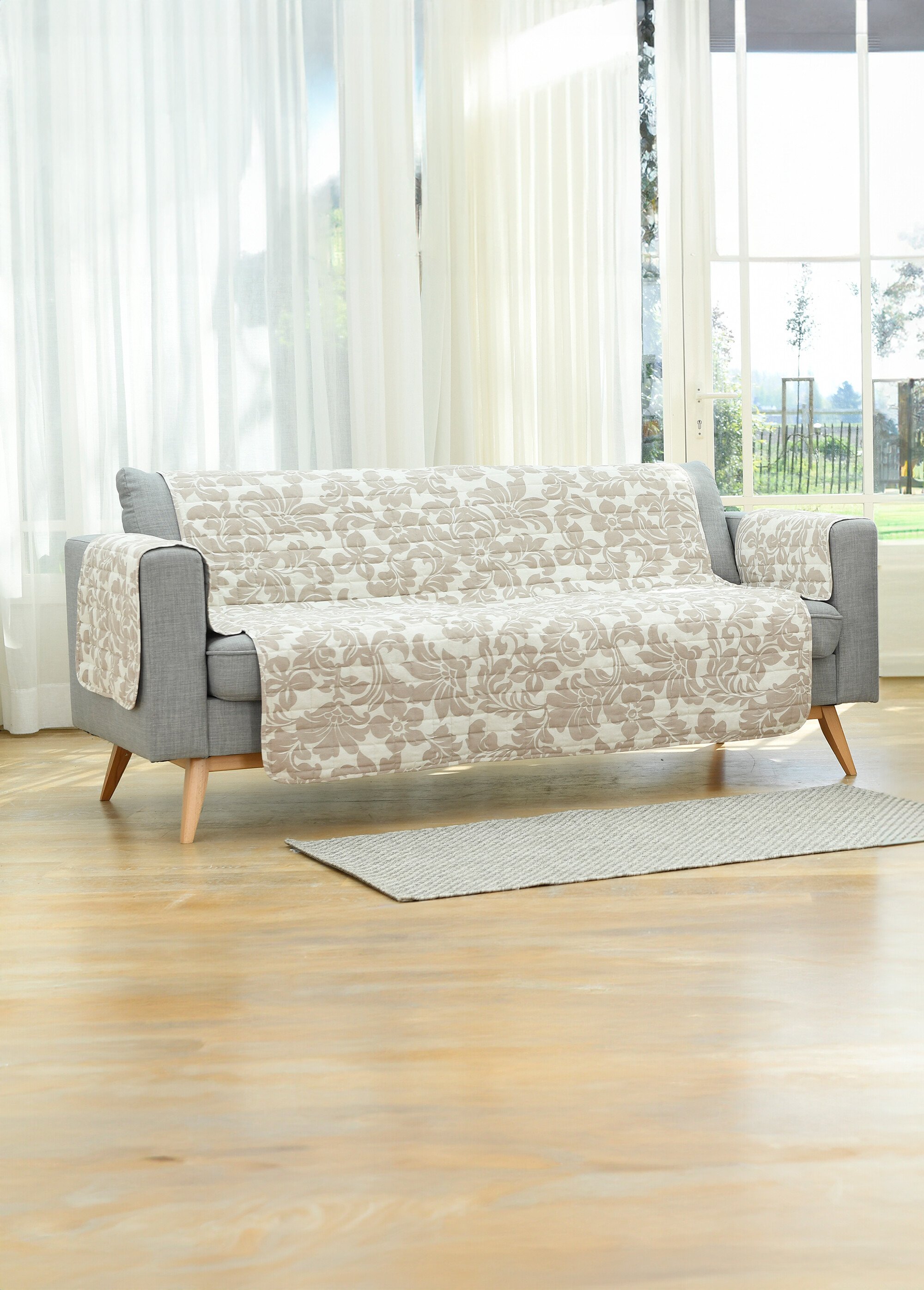 Protège-canapé tissu microfibre matelassé Beige REGENCE DE1