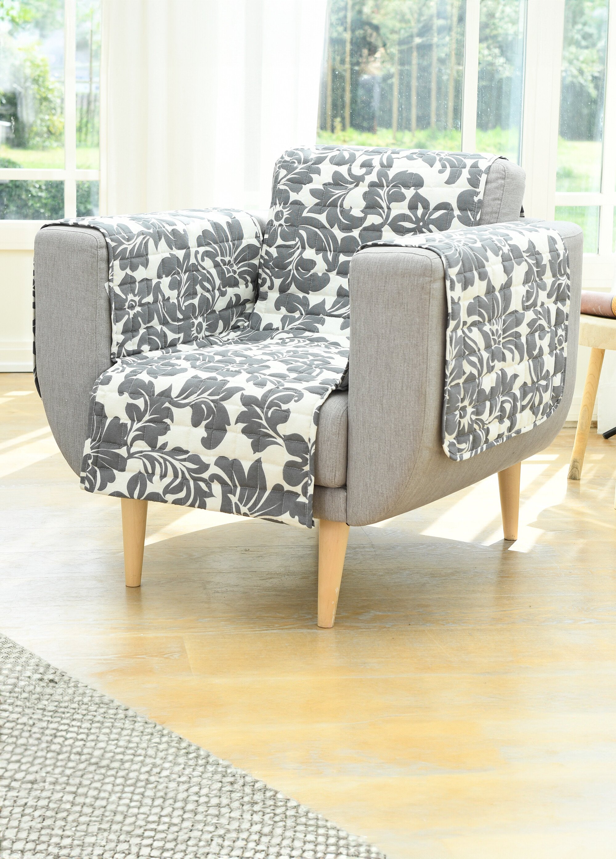 Protège-canapé tissu microfibre matelassé Gris REGENCE FA1