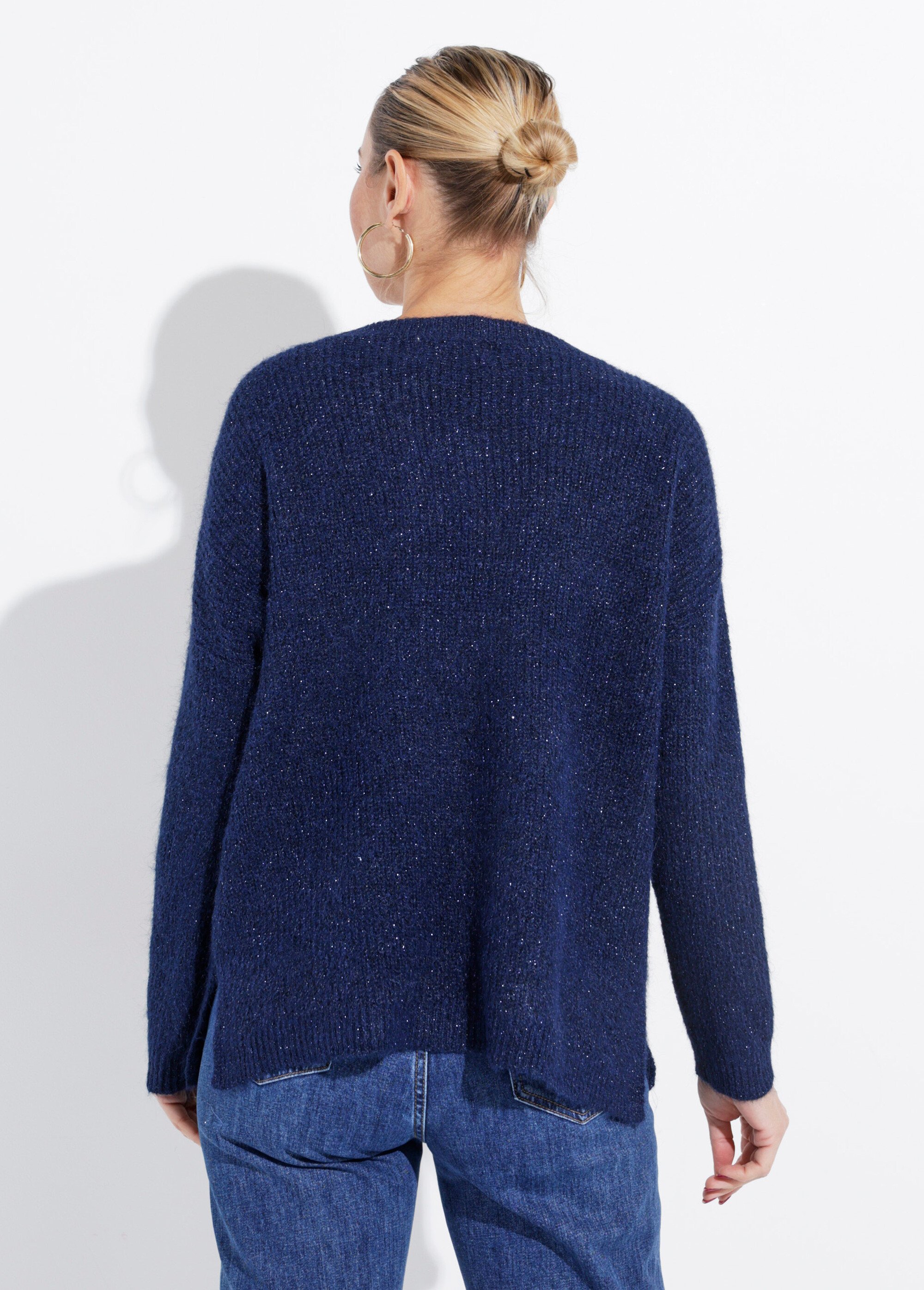 Pull maille mousseuse encolure bateau Femme Bleu IA-AR649 DO1