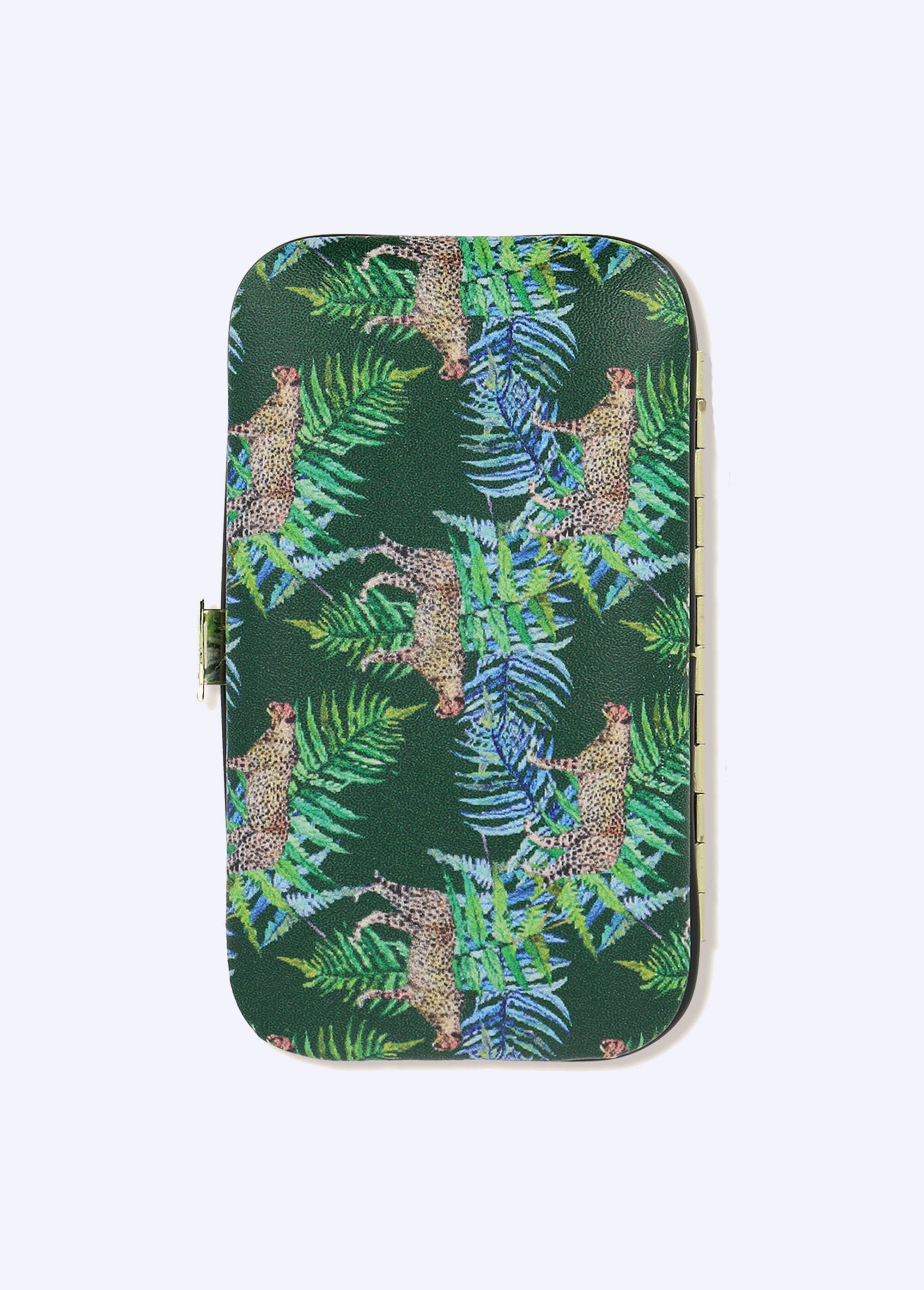 Set manucure inox 4 pièces, motif jungle