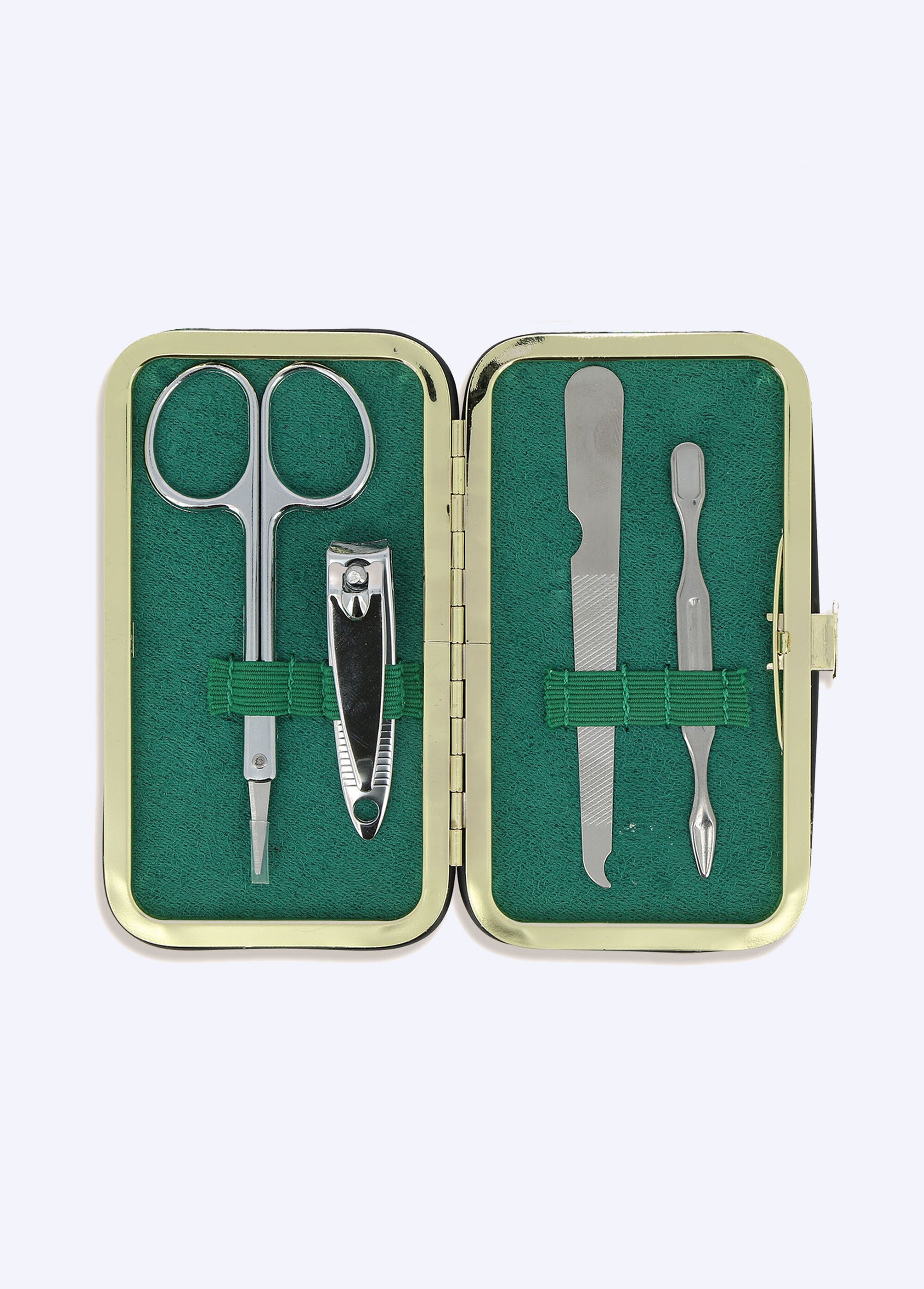 Set manucure inox 4 pièces, motif jungle