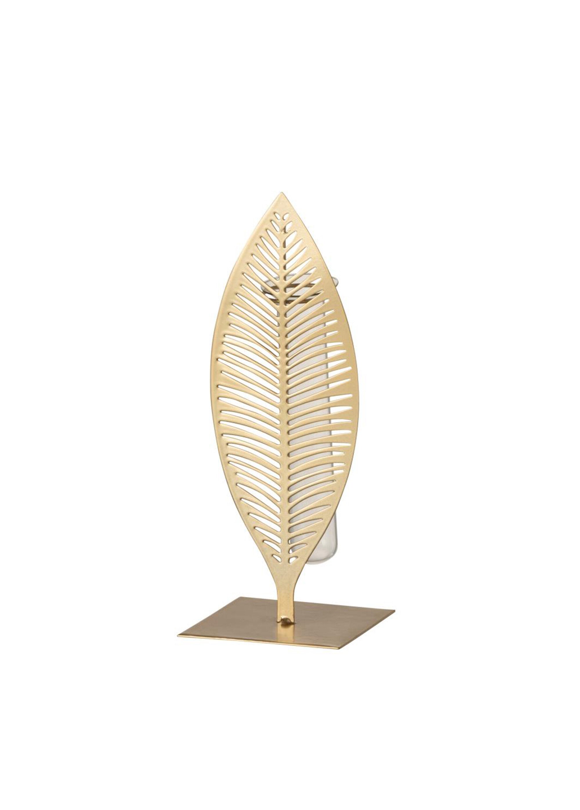 Soliflore forme feuille en métal ajouré