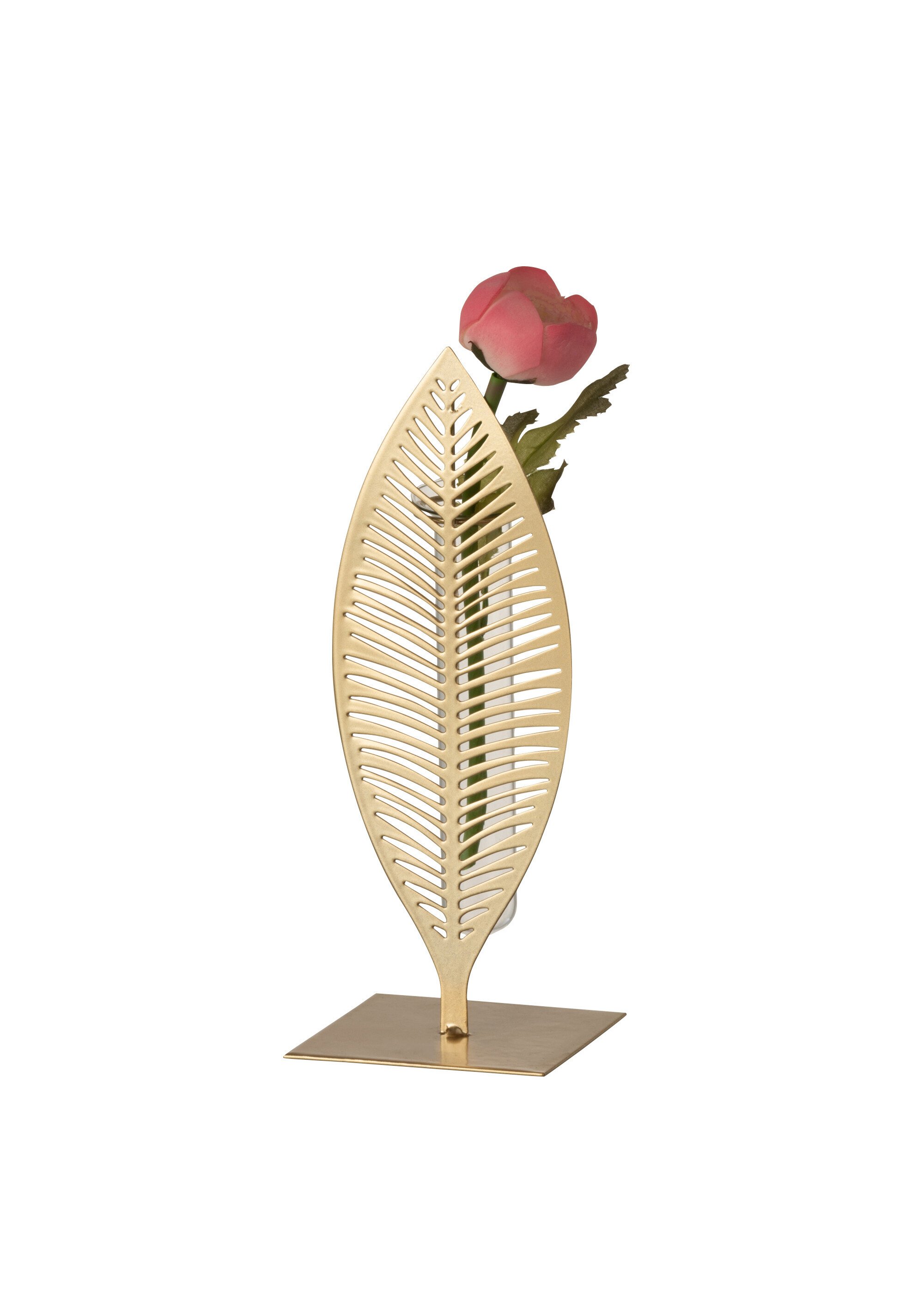 Soliflore forme feuille en métal ajouré