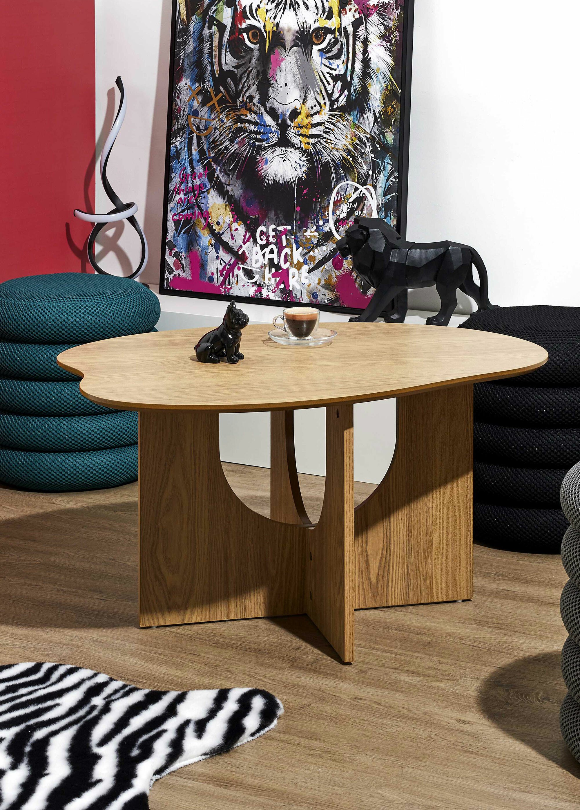 Table basse bois décor forme abstraite MARRON CMP-HD7388 SI1