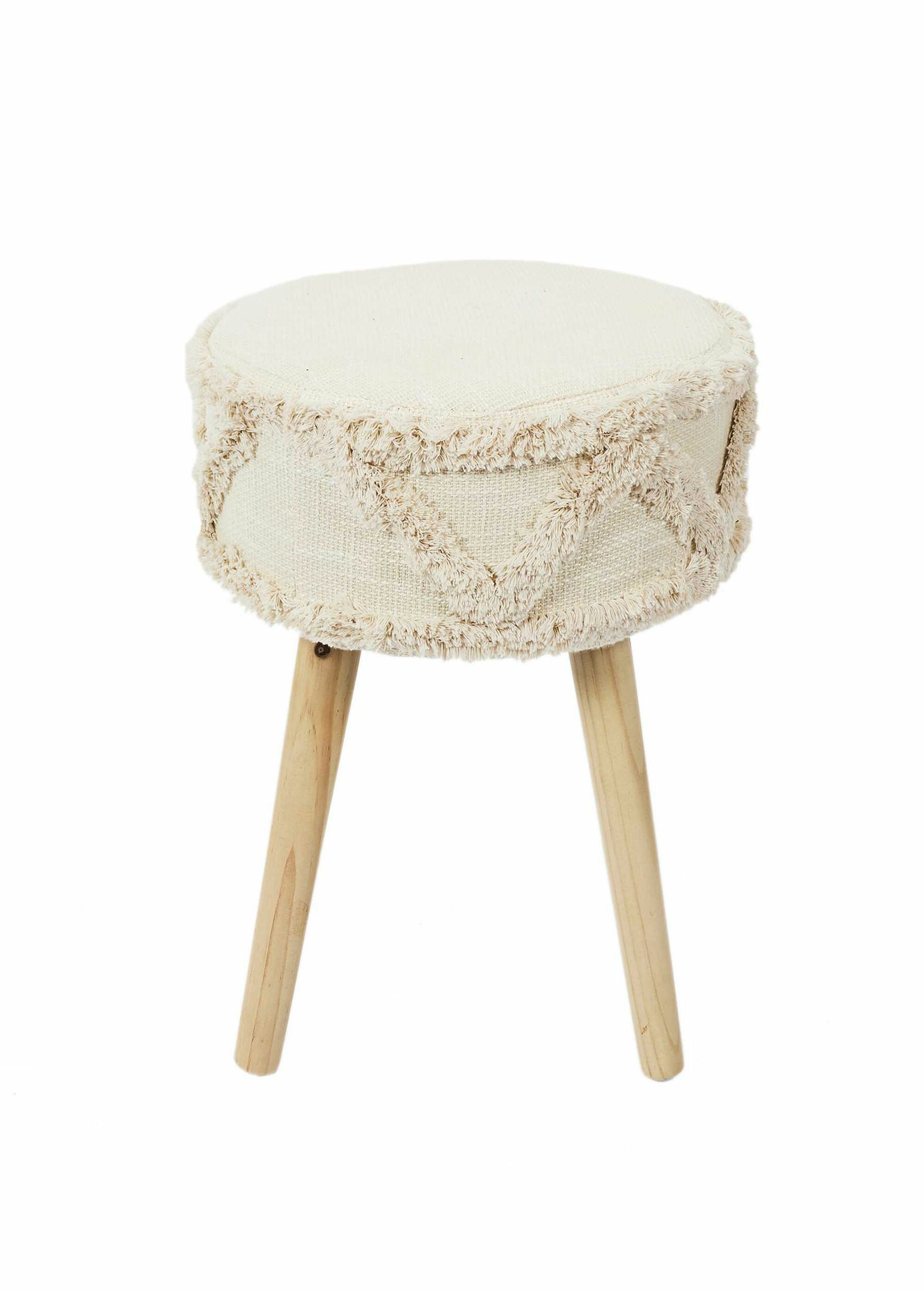 Tabouret tissu frangé style ethnique