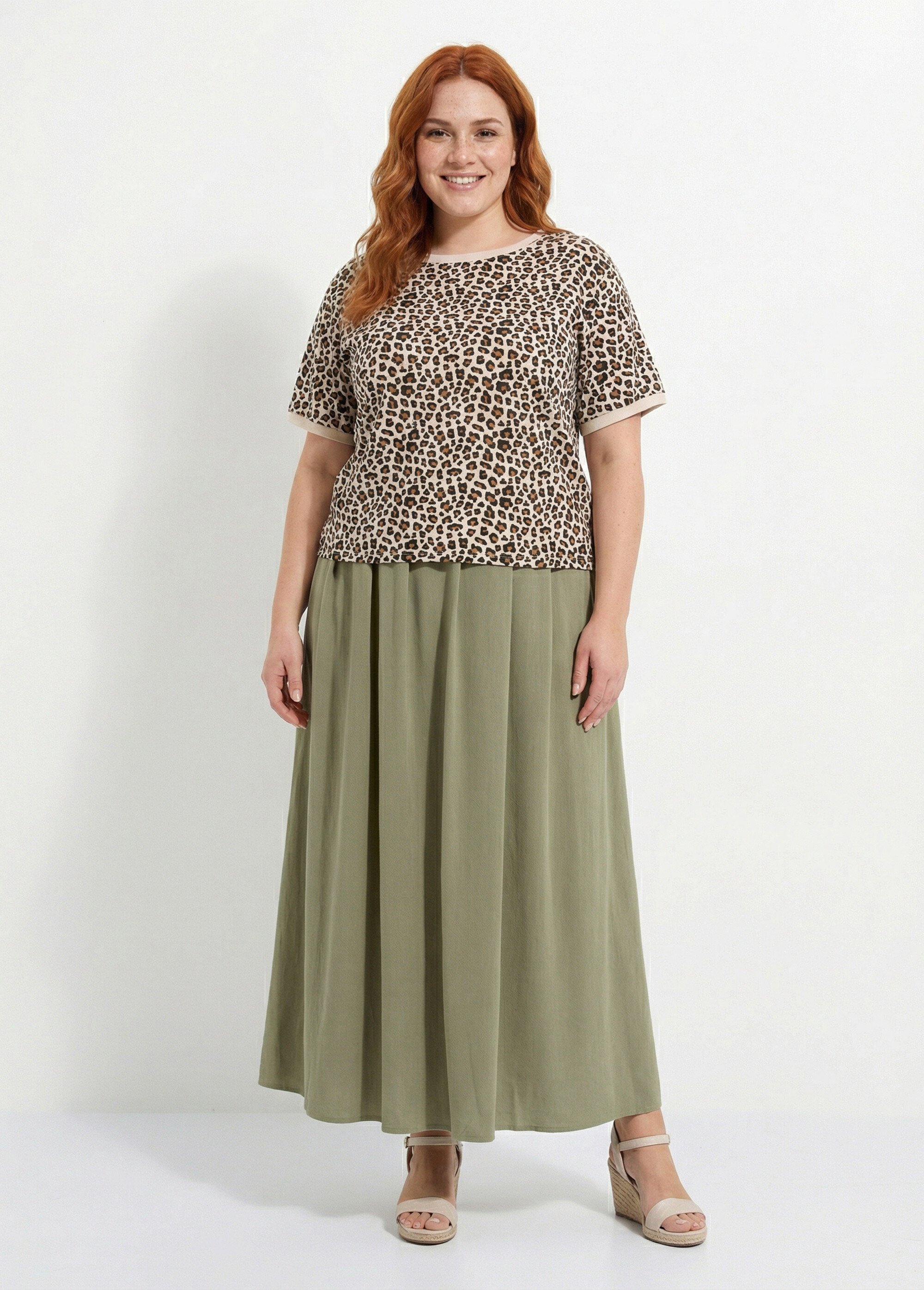 T-shirt manches courtes imprimé léopard Femme Grande Taille Marron IAC-AP-M1213 SF1