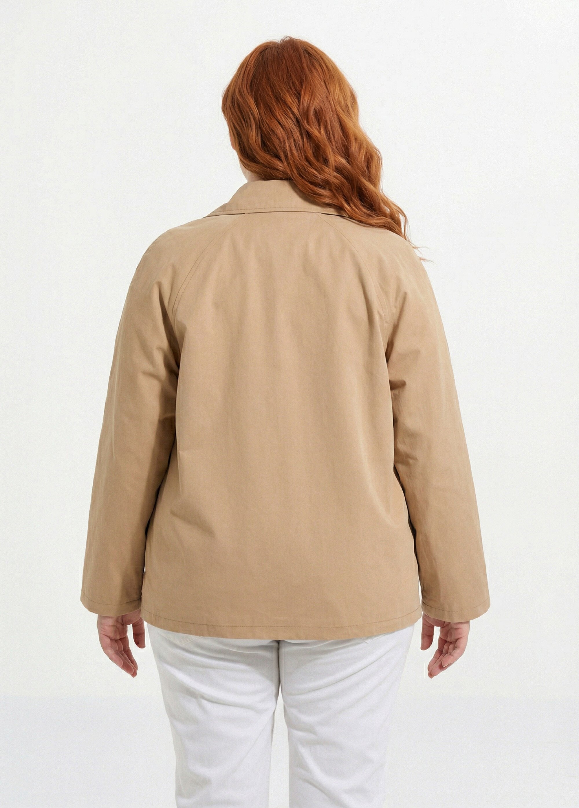 Trench court, doublure fantaisie Femme Grande Taille Beige IAC-AP-R6207 DO1
