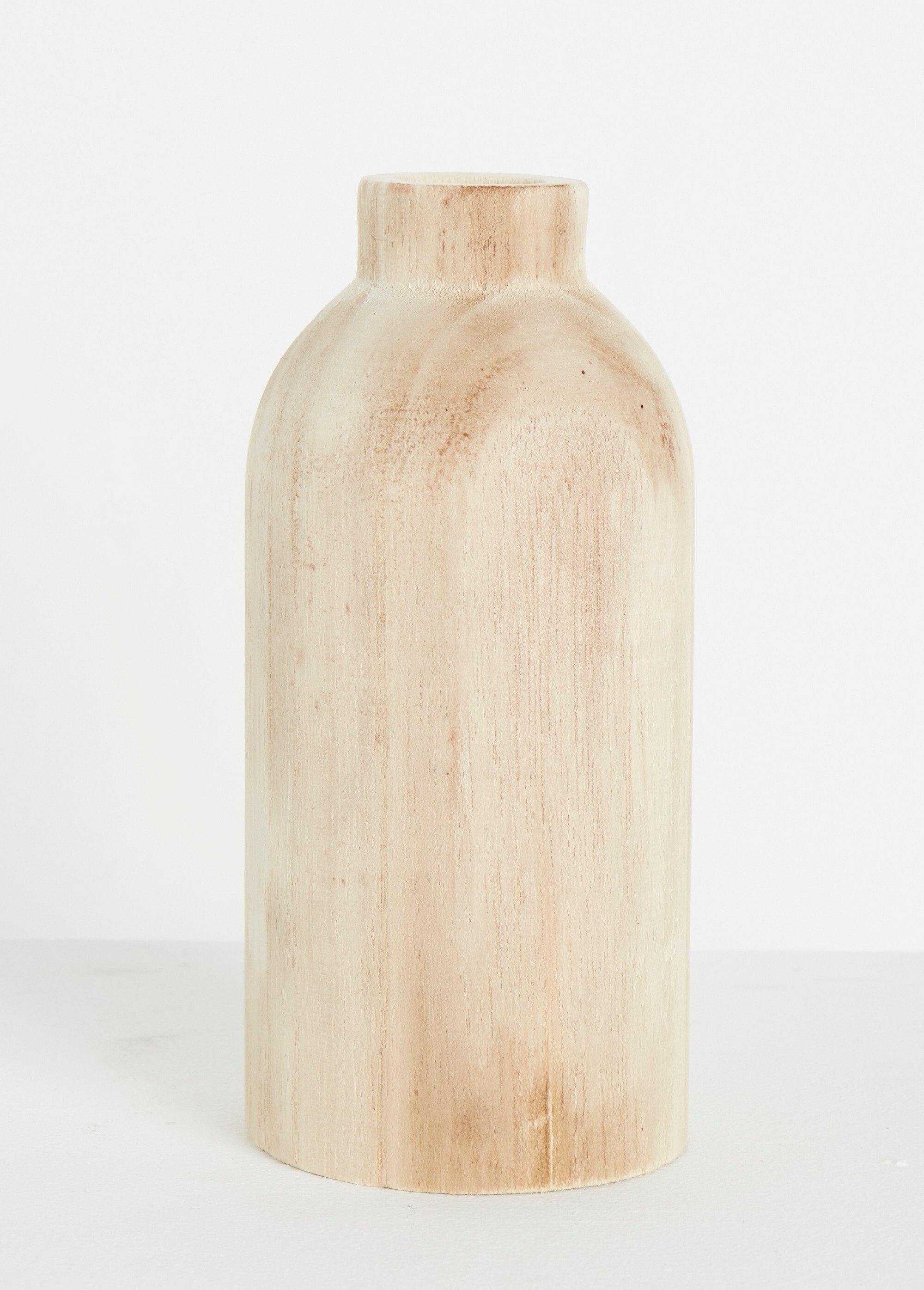 Vase en bois col étroit, forme gélule Beige NOR-20669 DE1