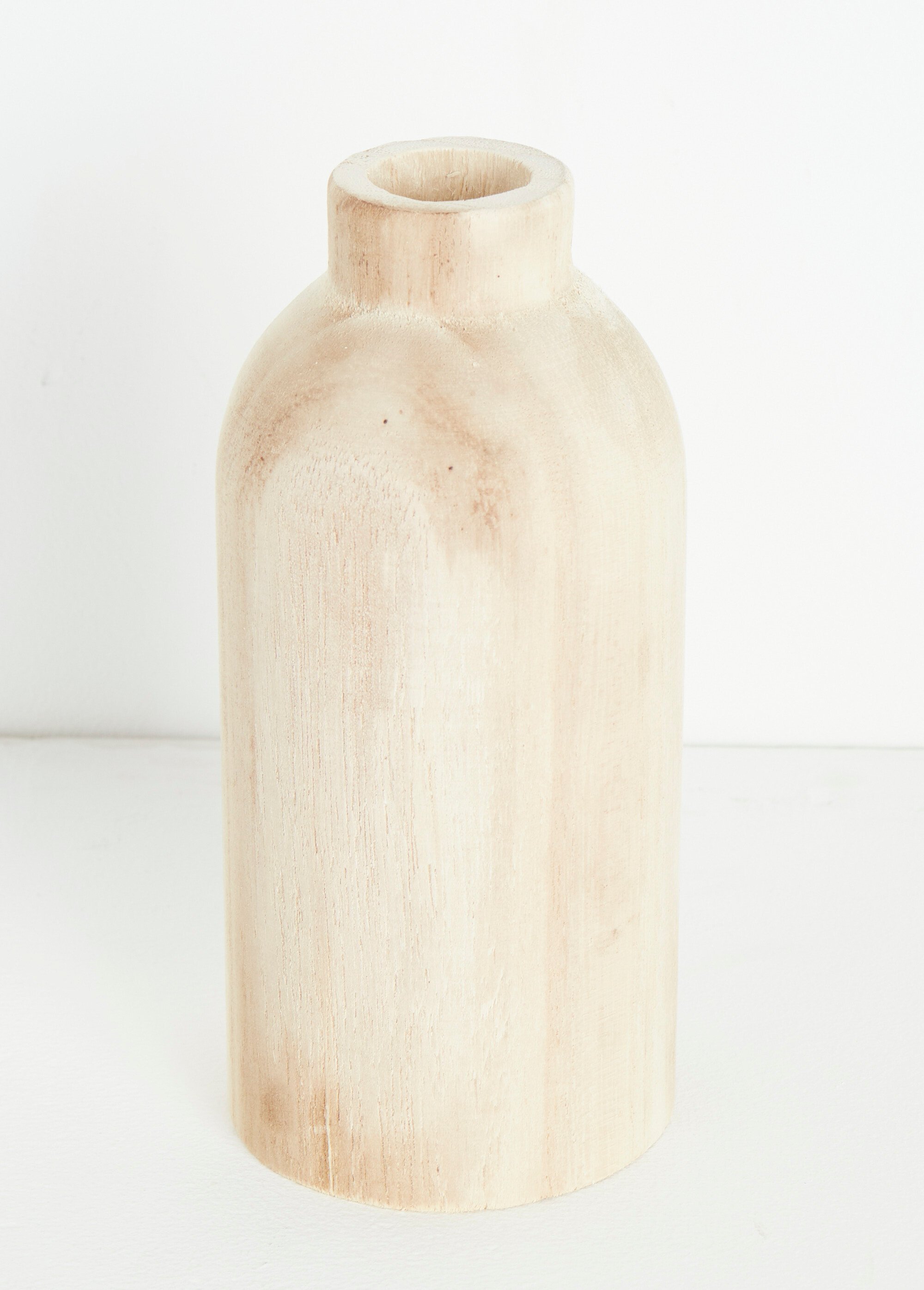 Vase en bois col étroit, forme gélule