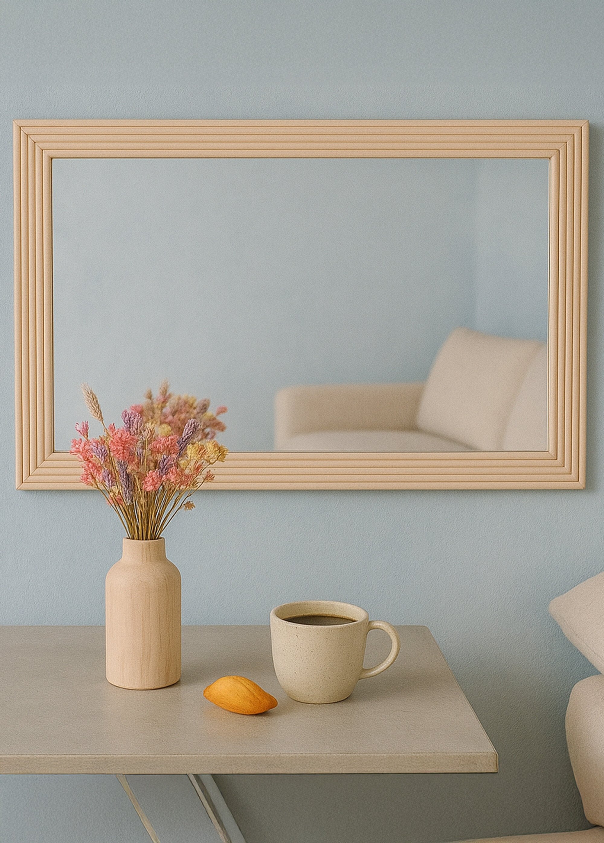 Vase en bois col étroit, forme gélule Beige NOR-20669 SI1