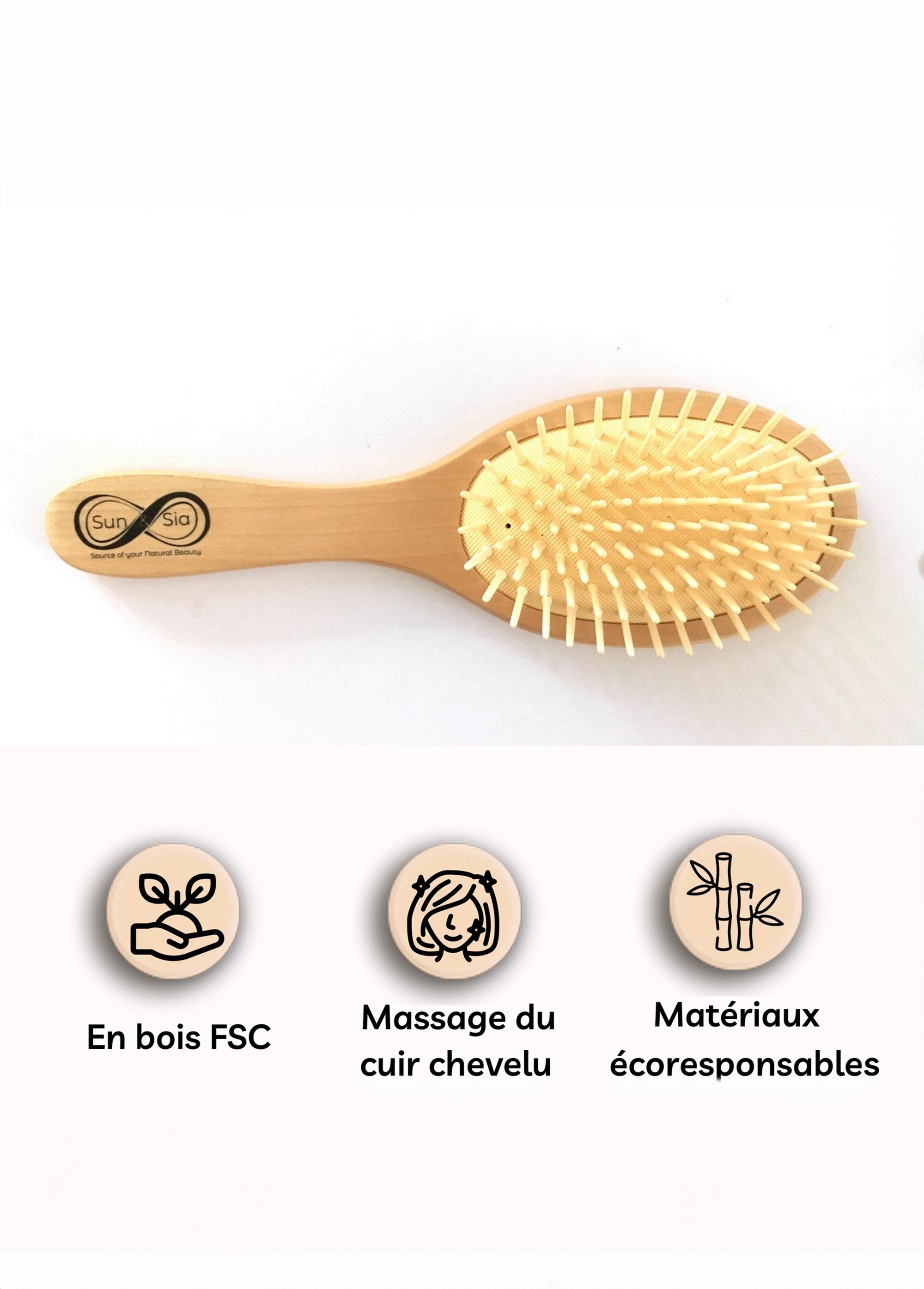 Brosse à cheveux massante en bois Beige ZENBROSSECHVX DE3