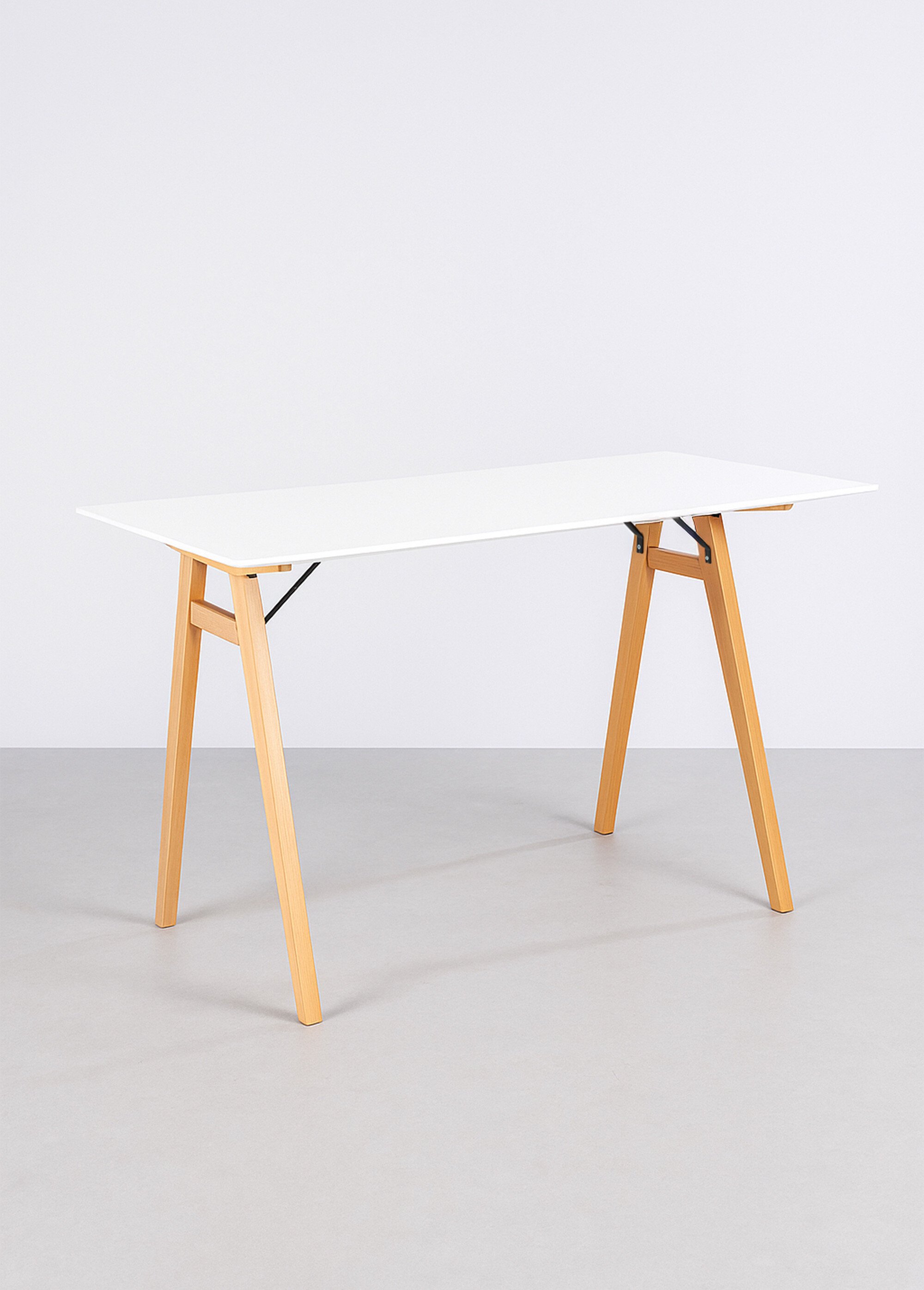 Bureau scandinave, pieds compas bois BLANC HN-2402020 FA1