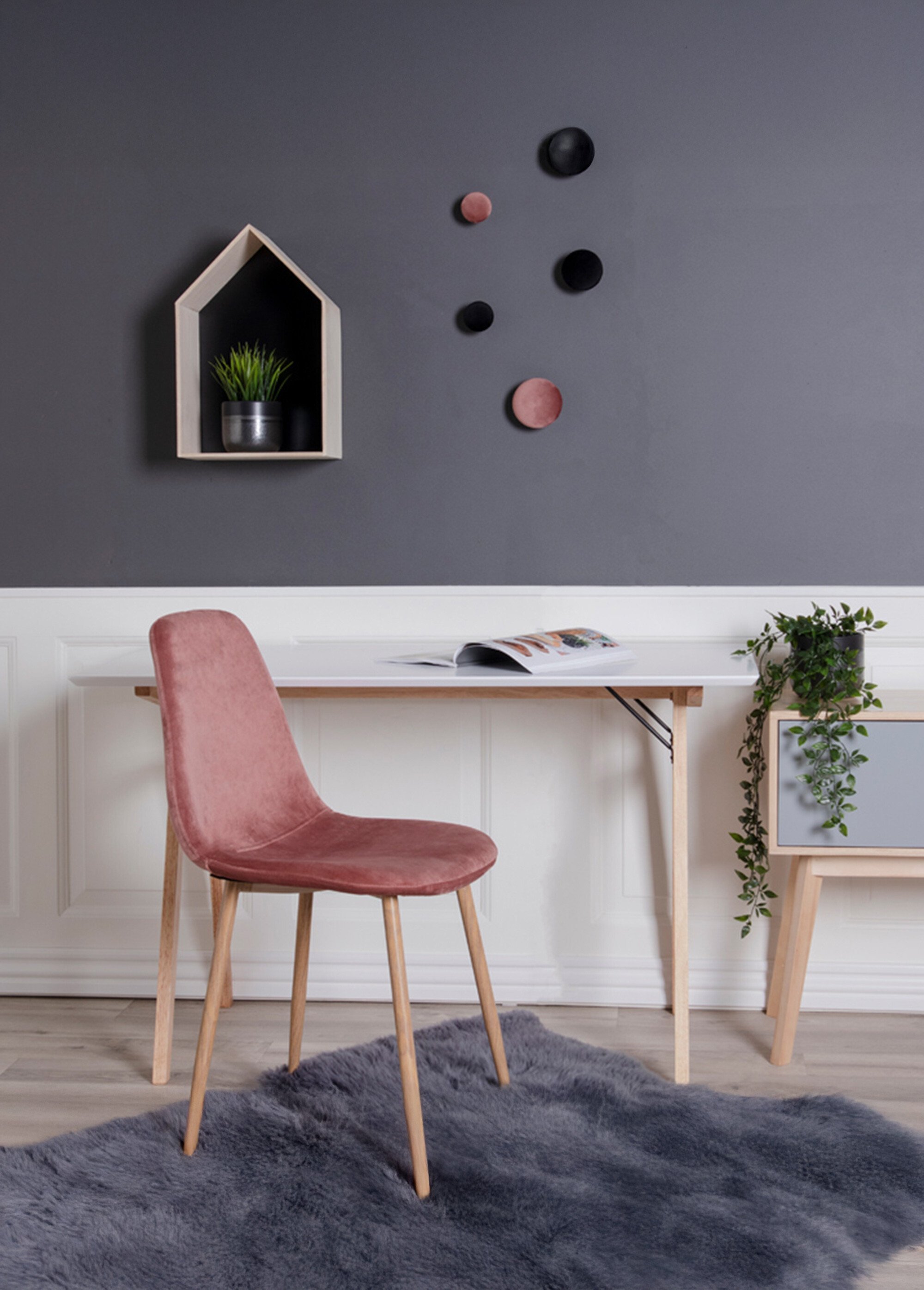 Bureau scandinave, pieds compas bois BLANC HN-2402020 SI1