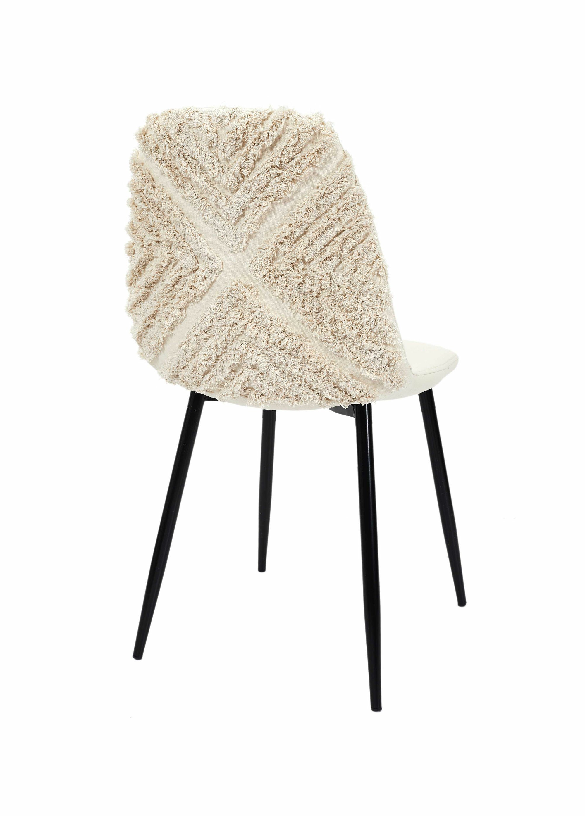 Chaise bouclette avec dossier chevrons BEIGE CMP-HD7670 DO1