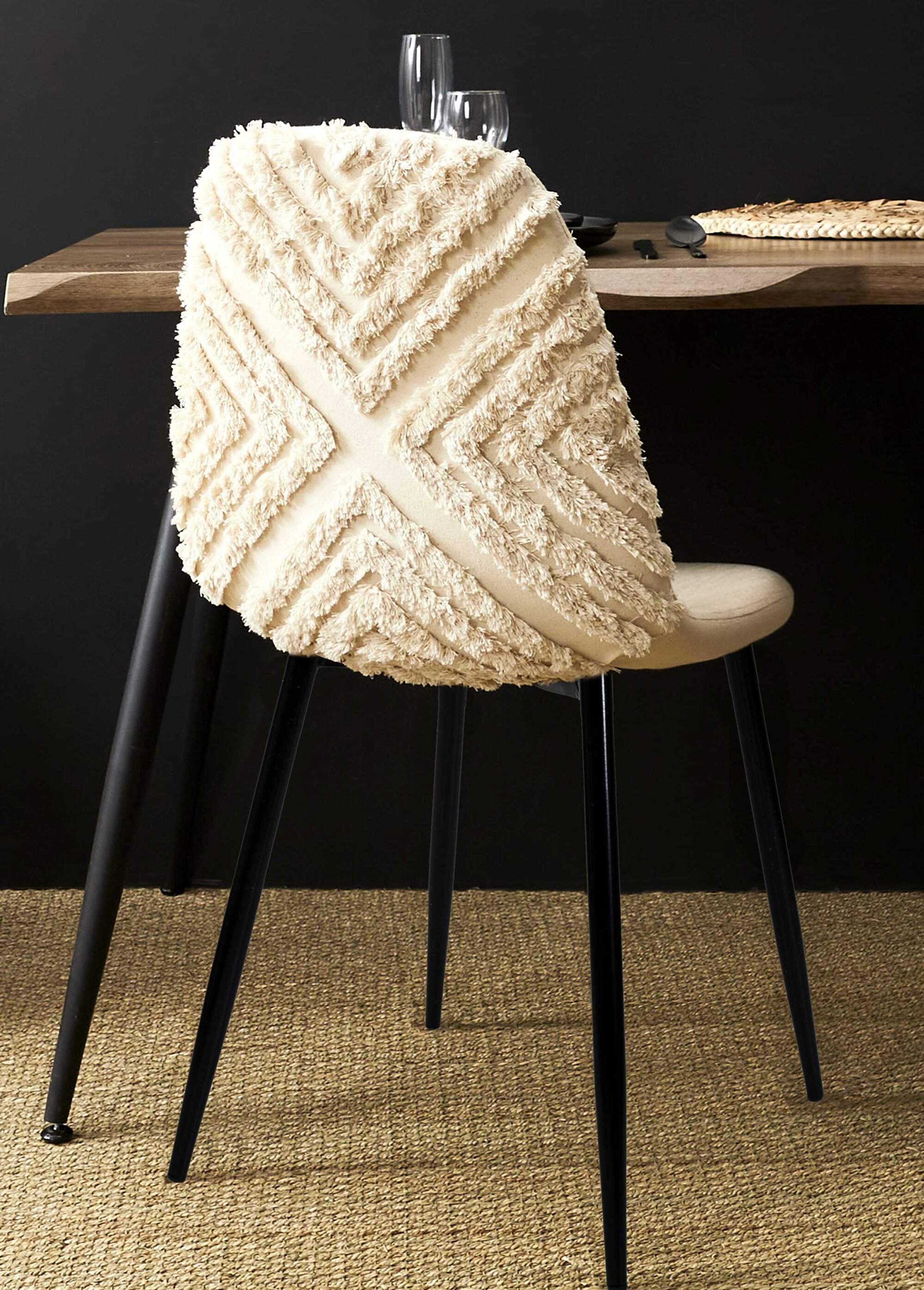 Chaise bouclette avec dossier chevrons BEIGE CMP-HD7670 SI1