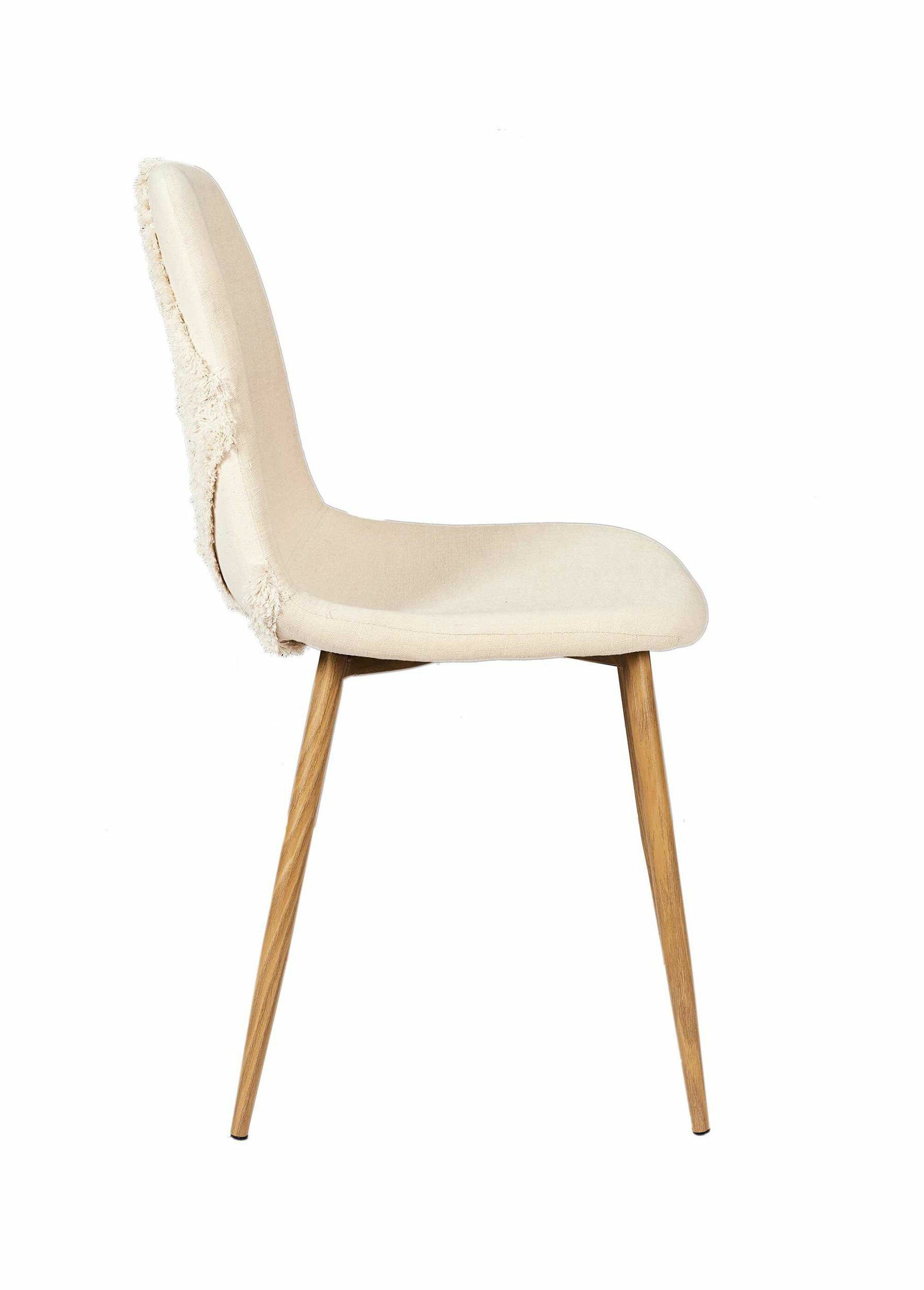 Chaise bouclette avec dossier losanges BEIGE ET MARRON CMP-HD7671 DE1