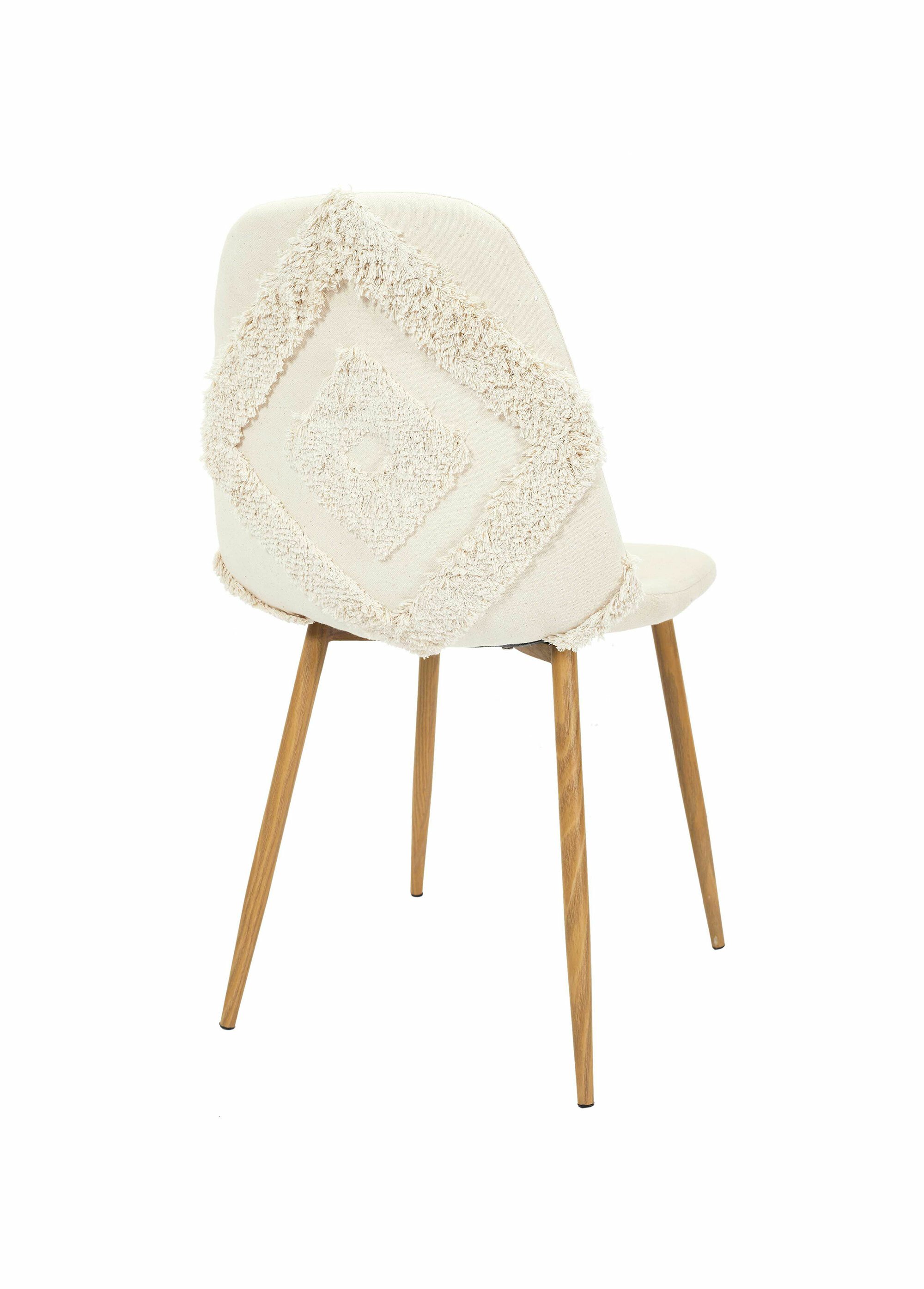 Chaise bouclette avec dossier losanges BEIGE ET MARRON CMP-HD7671 DO1