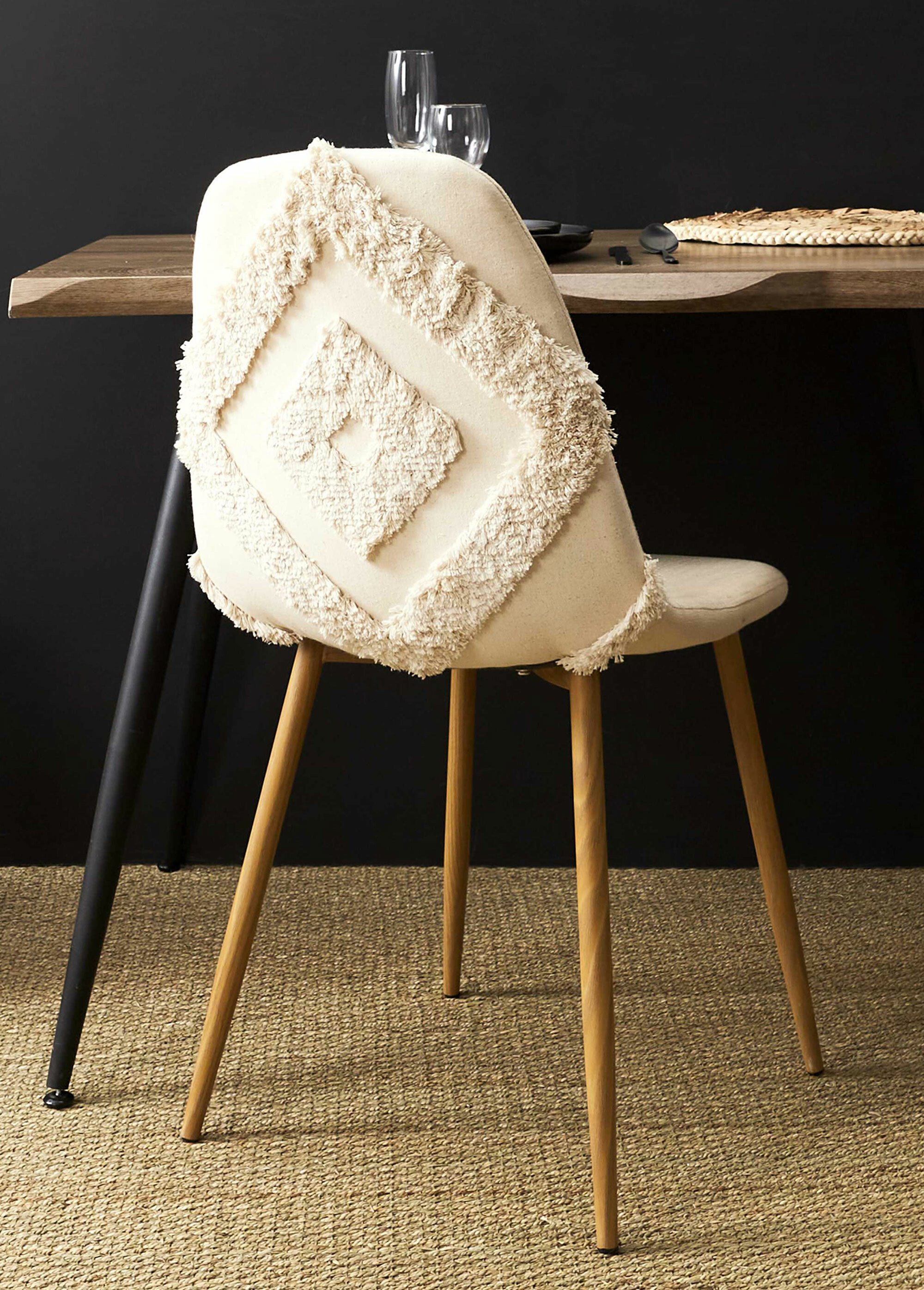 Chaise bouclette avec dossier losanges BEIGE ET MARRON CMP-HD7671 SI1