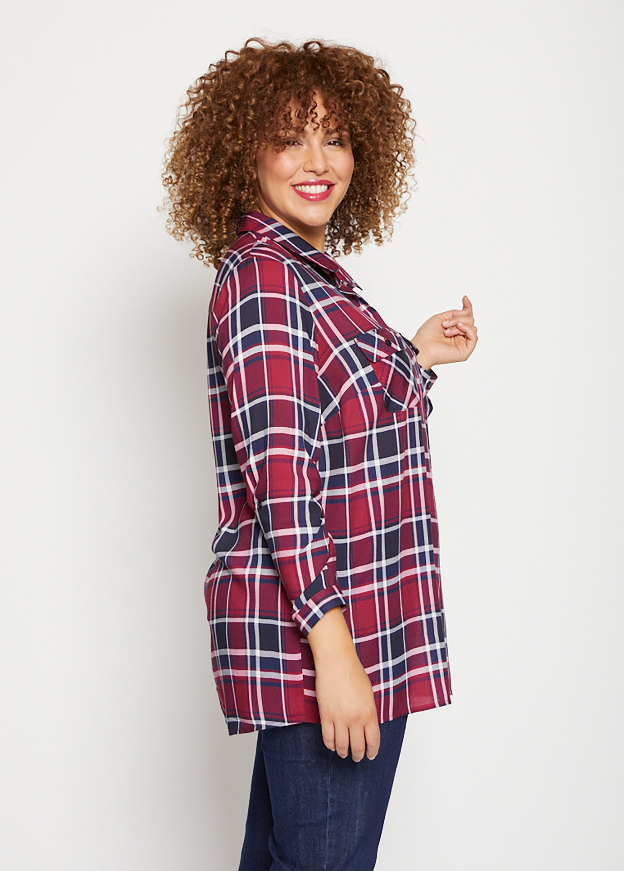 Chemisier imprimé carreaux Femme Grande Taille Rouge COURCIVAL DR1