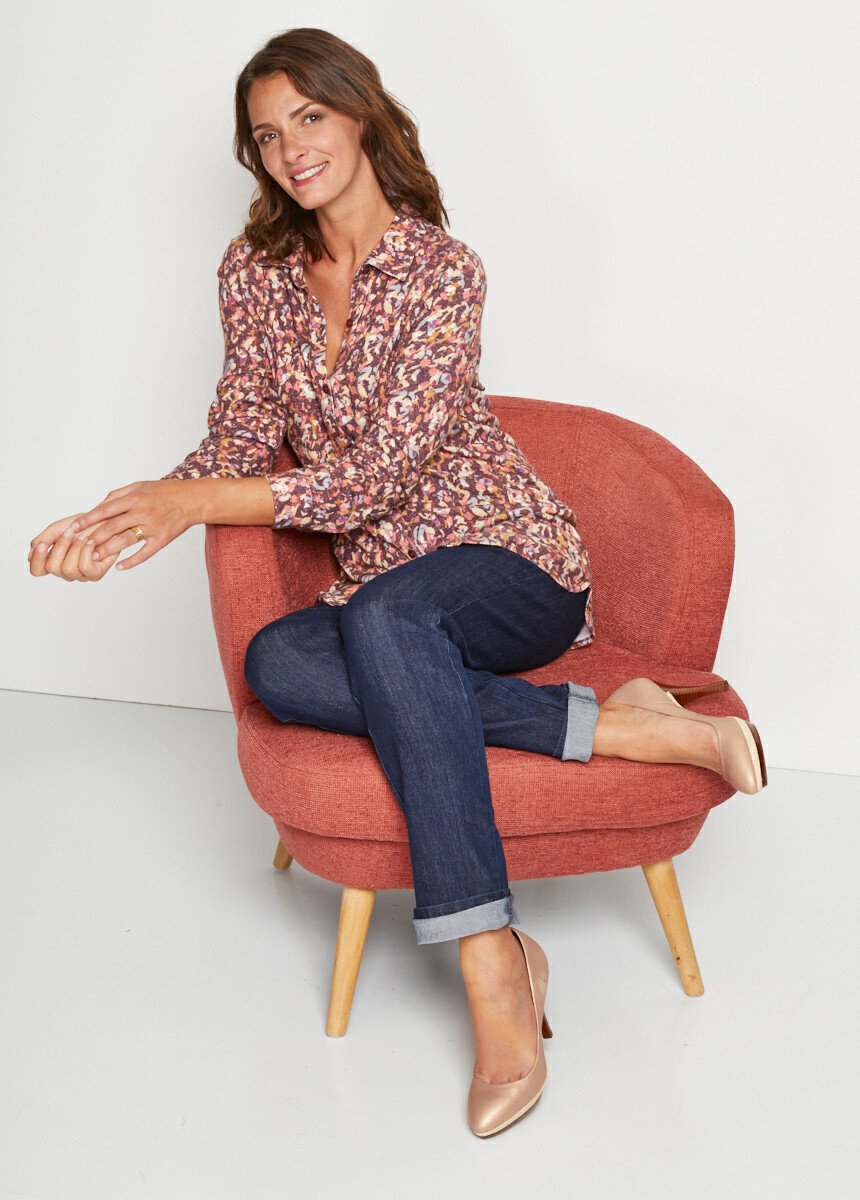 Chemisier maille chaude imprimée Femme Rouge CRINIERE SI1