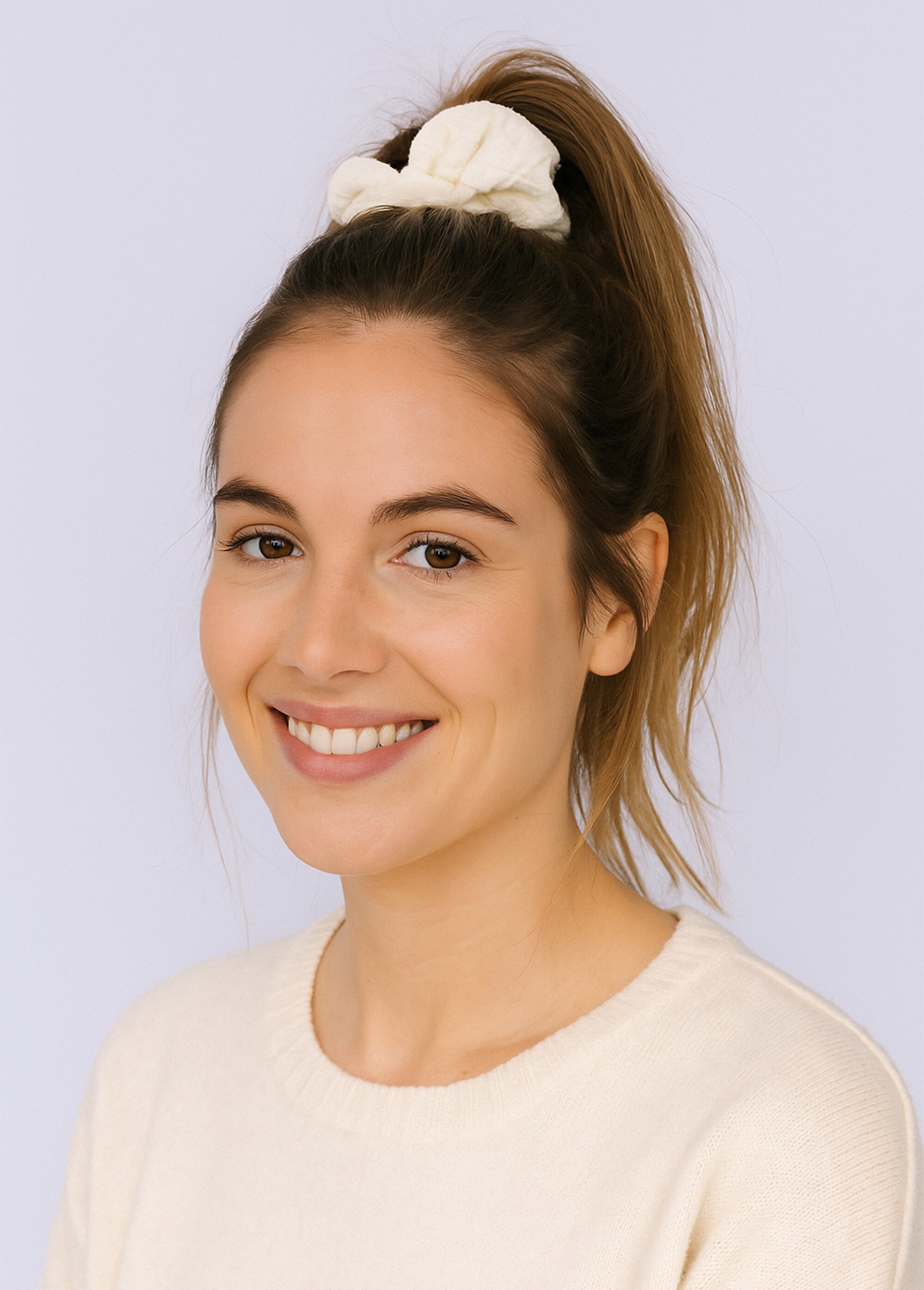 Chouchou pour cheveux, maille froissée Femme Blanc JCH-CHOUFROI SI1