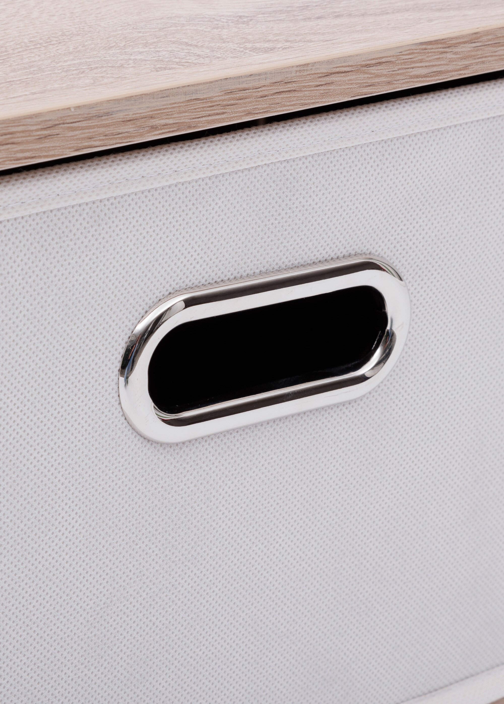 Commode façon bois, 2 tiroirs intissé Beige JJA-193619 DE3