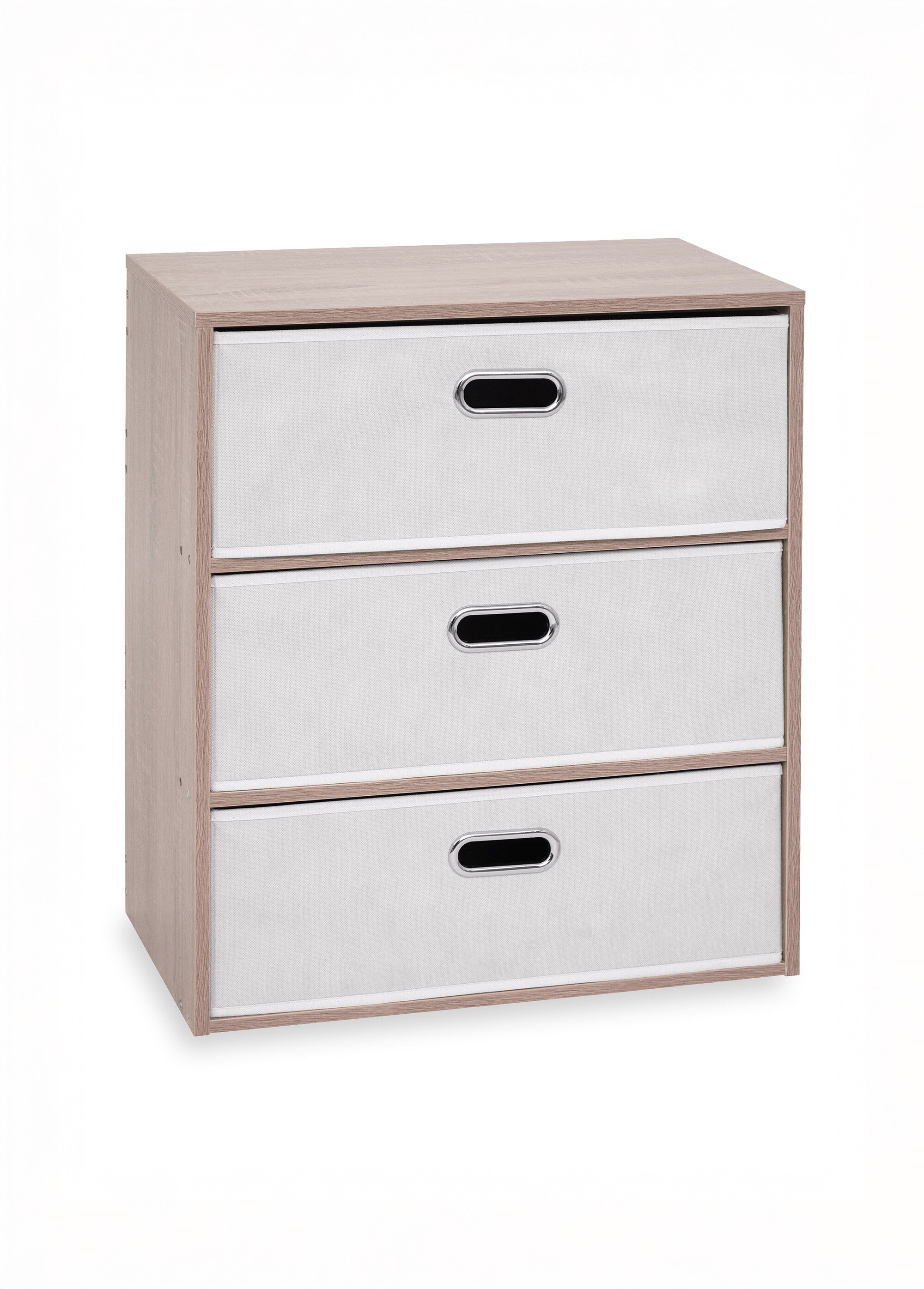 Commode façon bois, 3 tiroirs intissé Beige JJA-193673 FA1