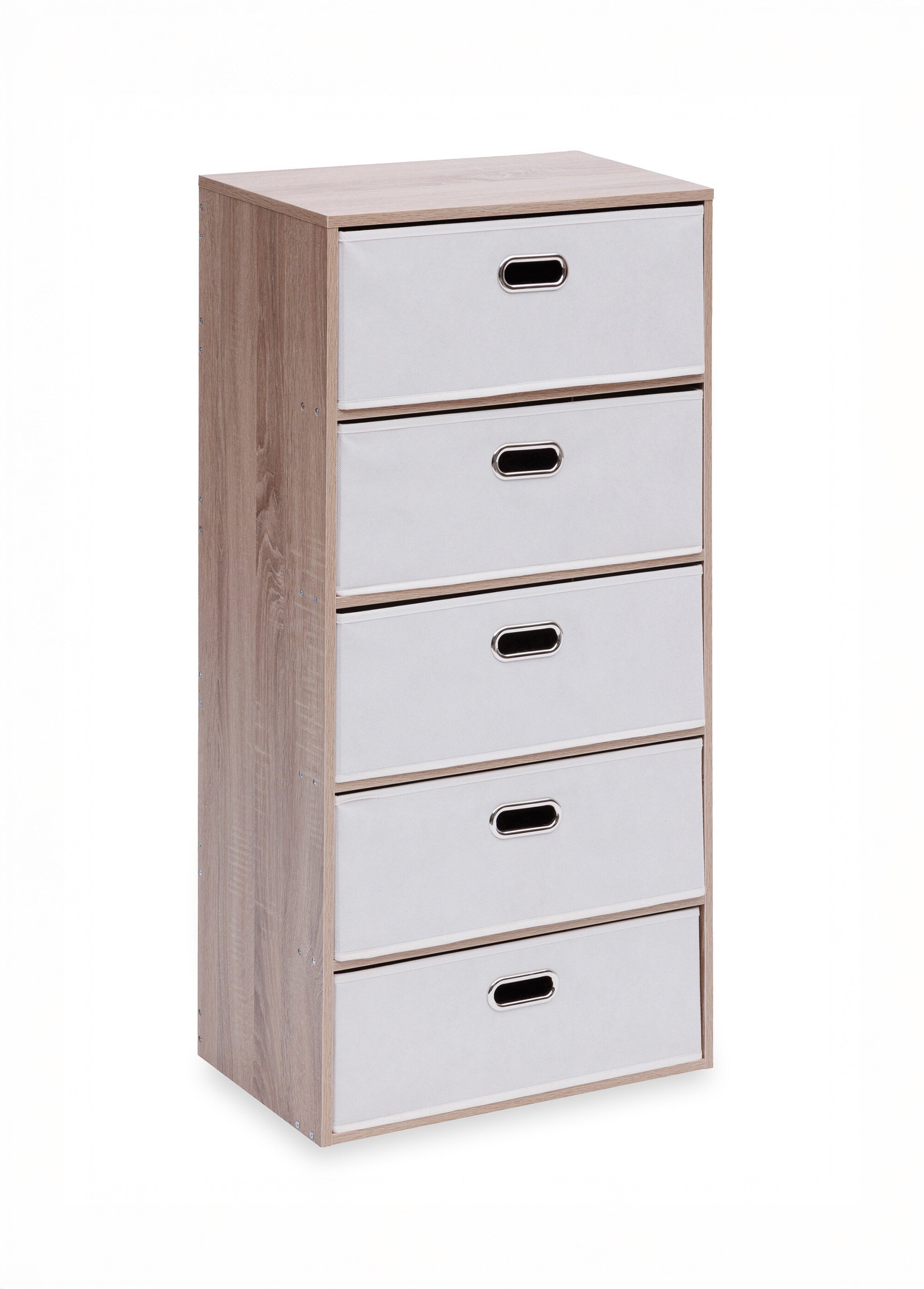 Commode façon bois, 5 tiroirs intissé