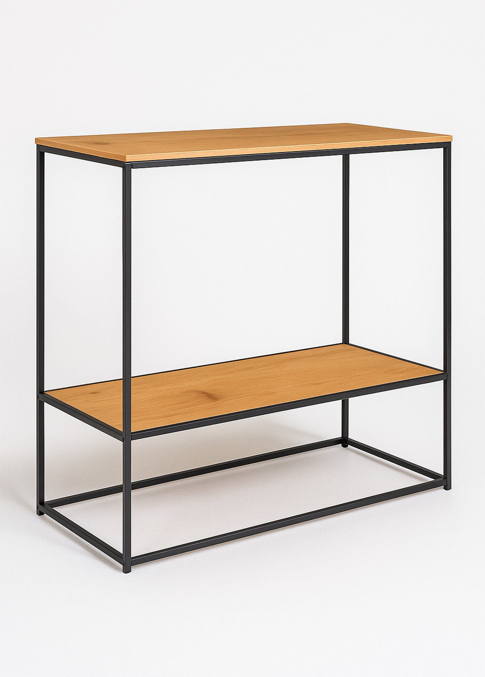 Console élégante 2 niveaux acier et bois
