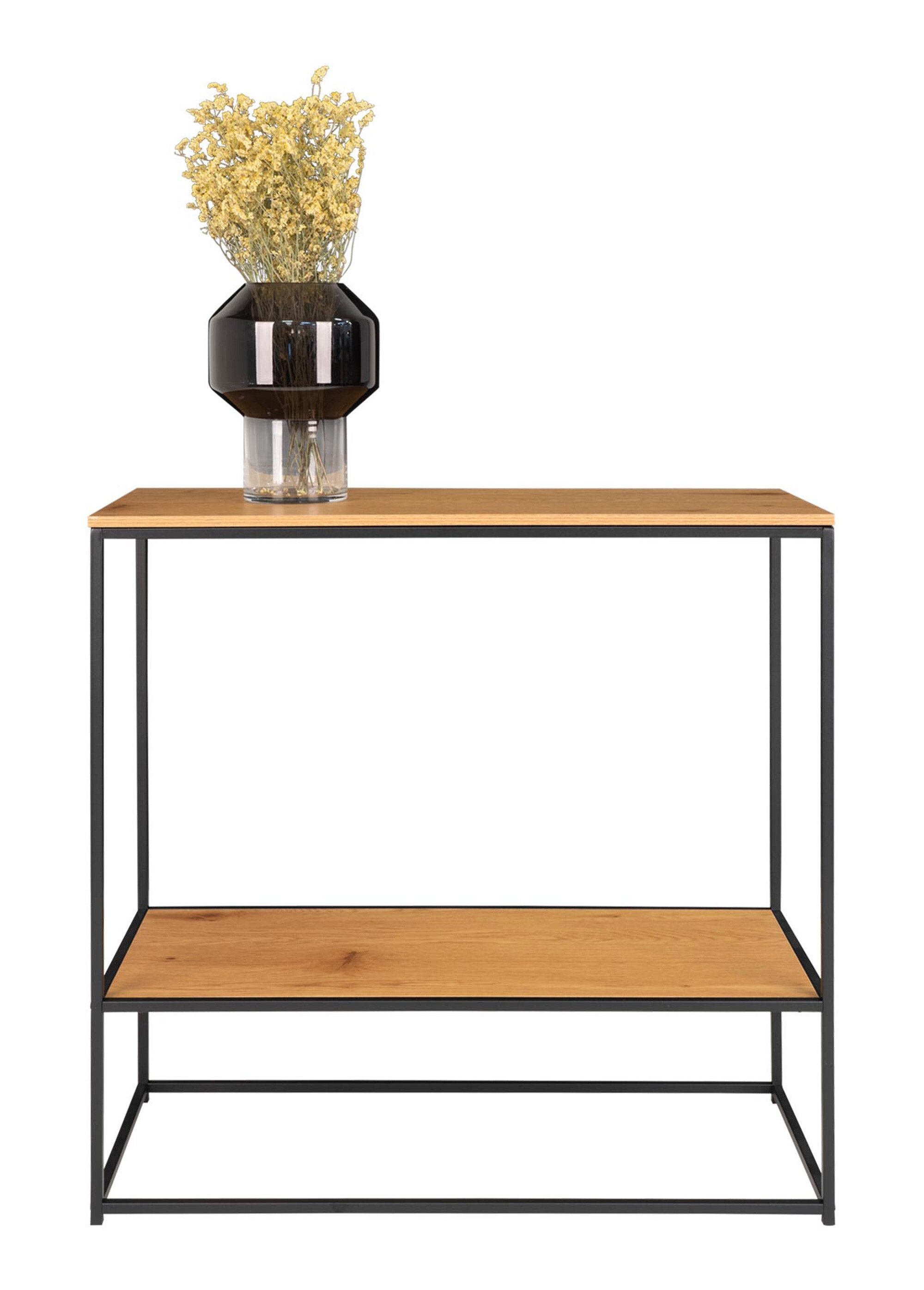 Console élégante 2 niveaux acier et bois BEIGE HN-2301075 SI2