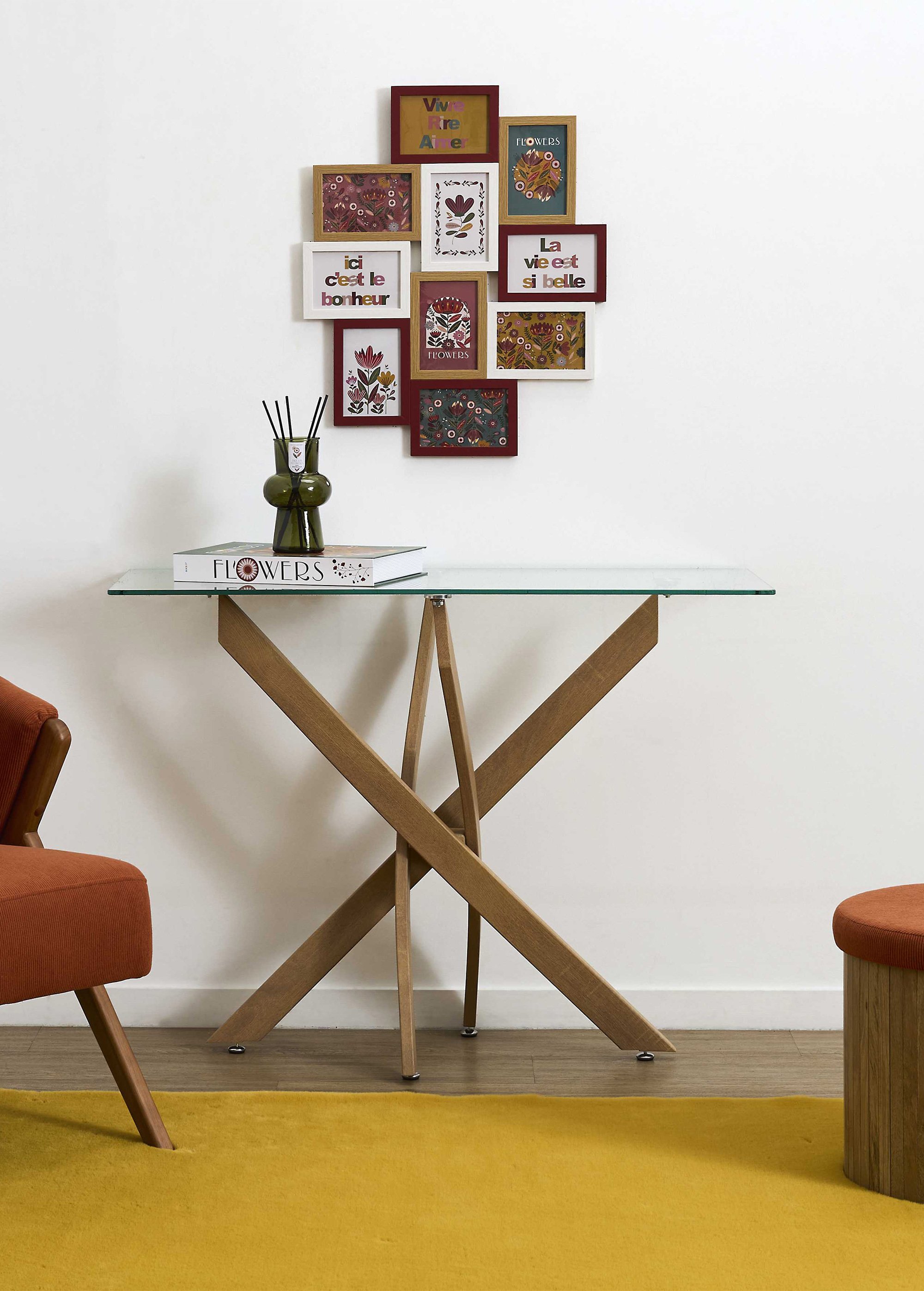 Console en verre et bois HERITAGE MARRON CMP-HD7932 AM1
