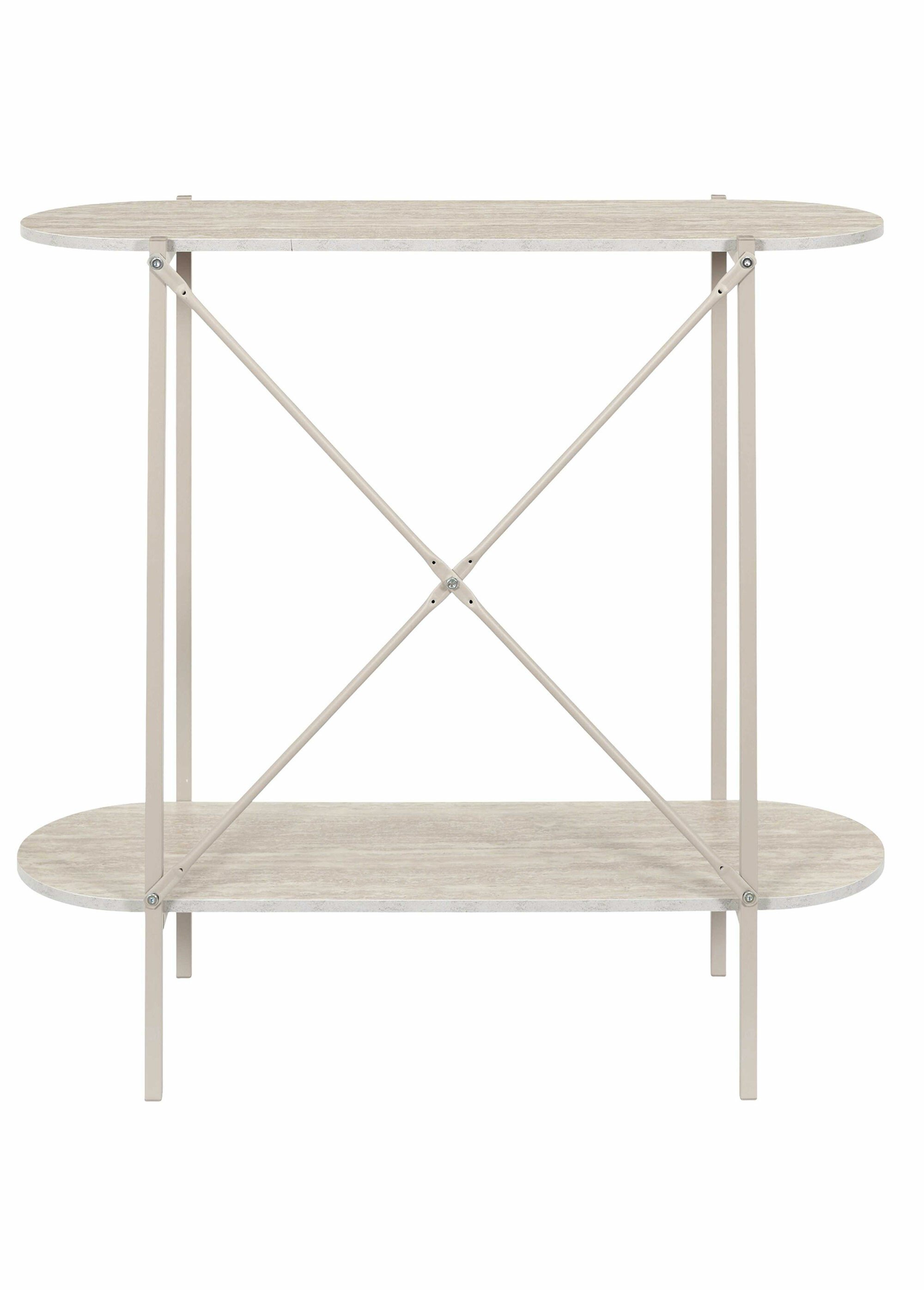 Console plateaux ovales, en métal clair BLANC ET BEIGE CMP-HD7736 DO1