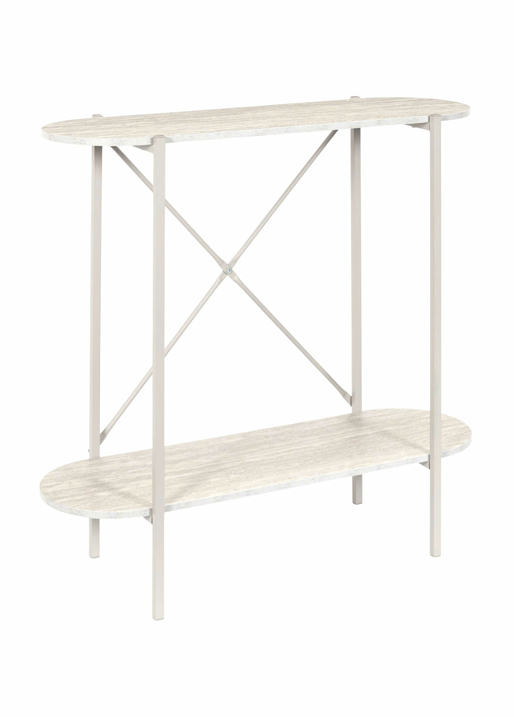 Console plateaux ovales, en métal clair BLANC ET BEIGE CMP-HD7736 FA1