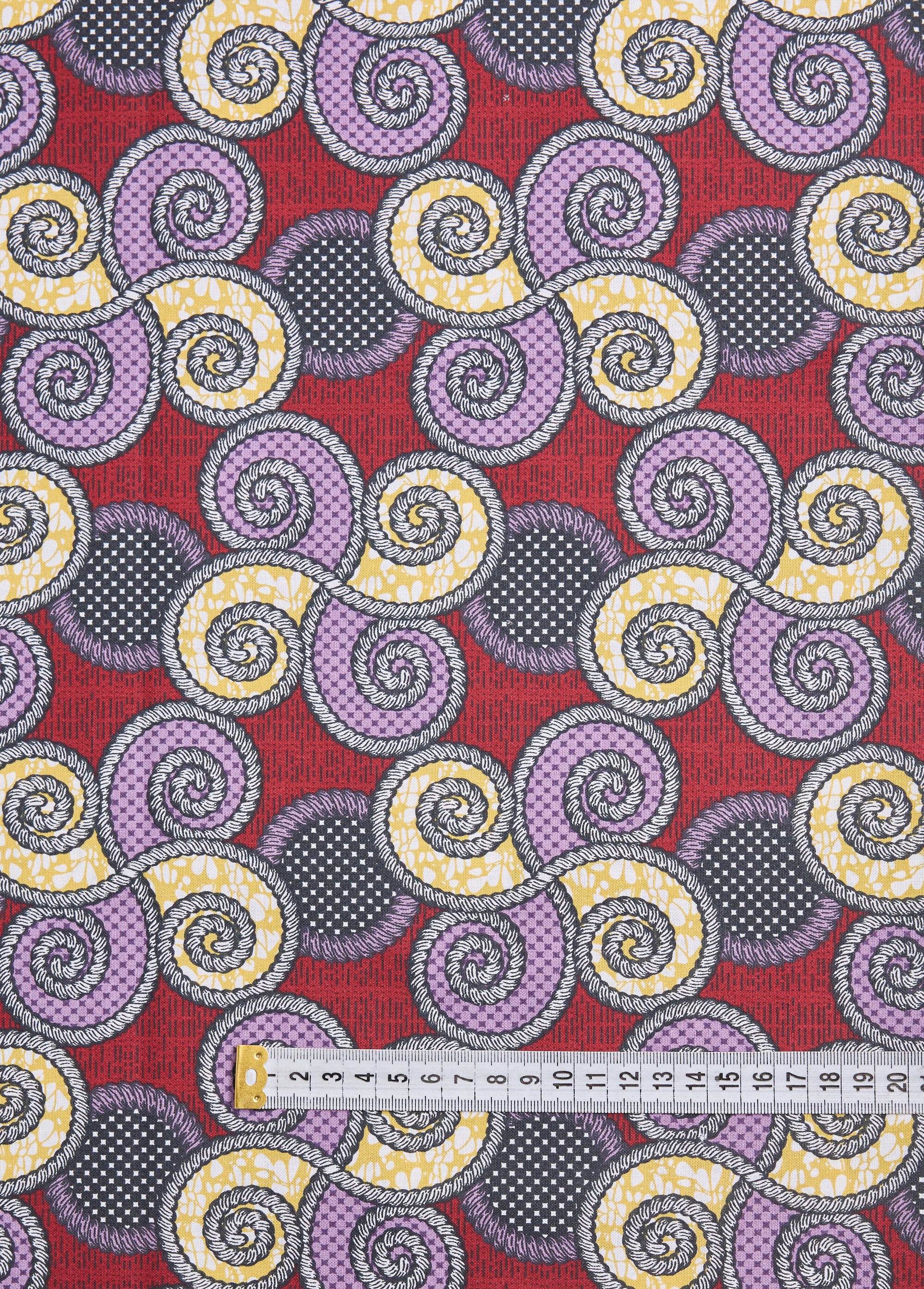 Coupon tissu coton imprimé ethnique 4B ROUGE COT132013 DE1