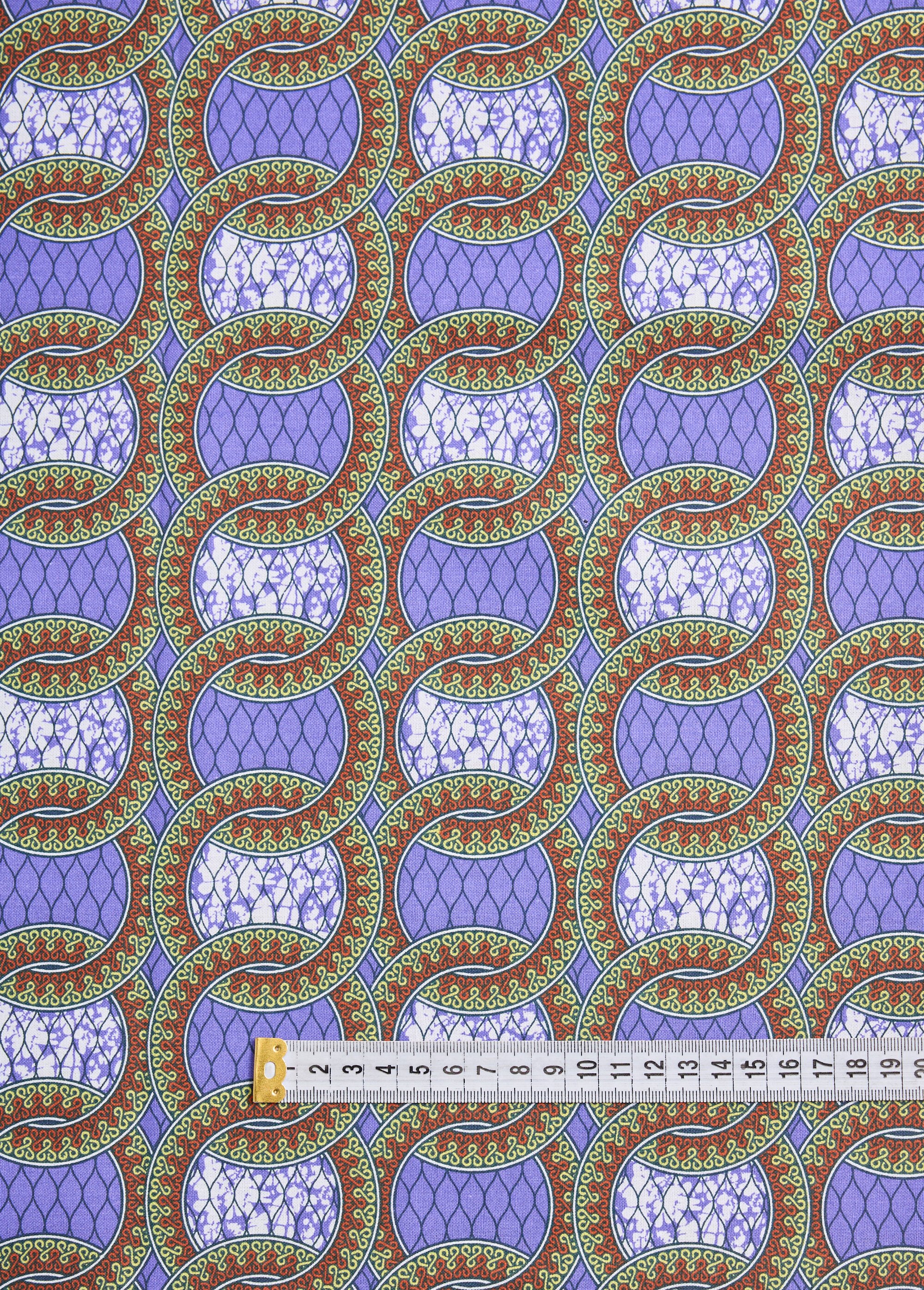Coupon tissu coton imprimé ethnique 7P VIOLET COT131999 DE1